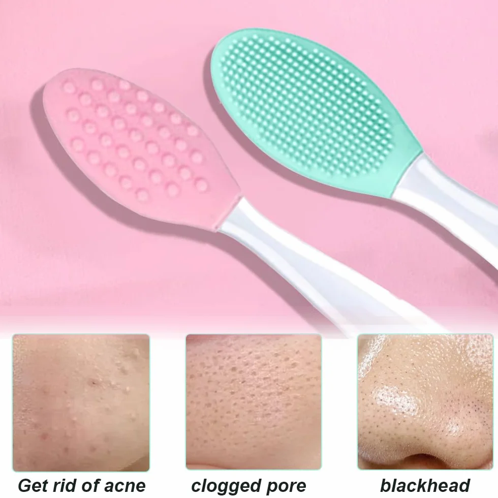 Pennello Esfoliante per Labbra in Silicone, 2 Pcs Pennelli per Labbra in Silicone, Spazzole per Labbra Morbido a Doppia Faccia, Spazzola Esfoliante per Labbra