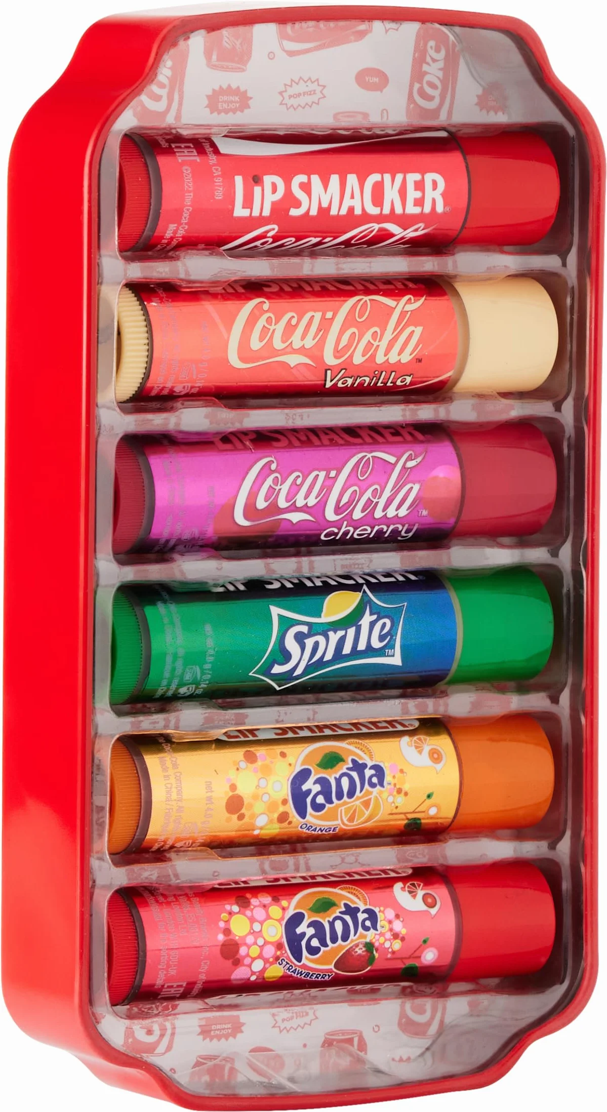 Lip Smacker Balsamo Labbra Idratante Travel Set 6 Gusti Coca-Cola Cherry Vanilla Sprite Fanta Strawberry