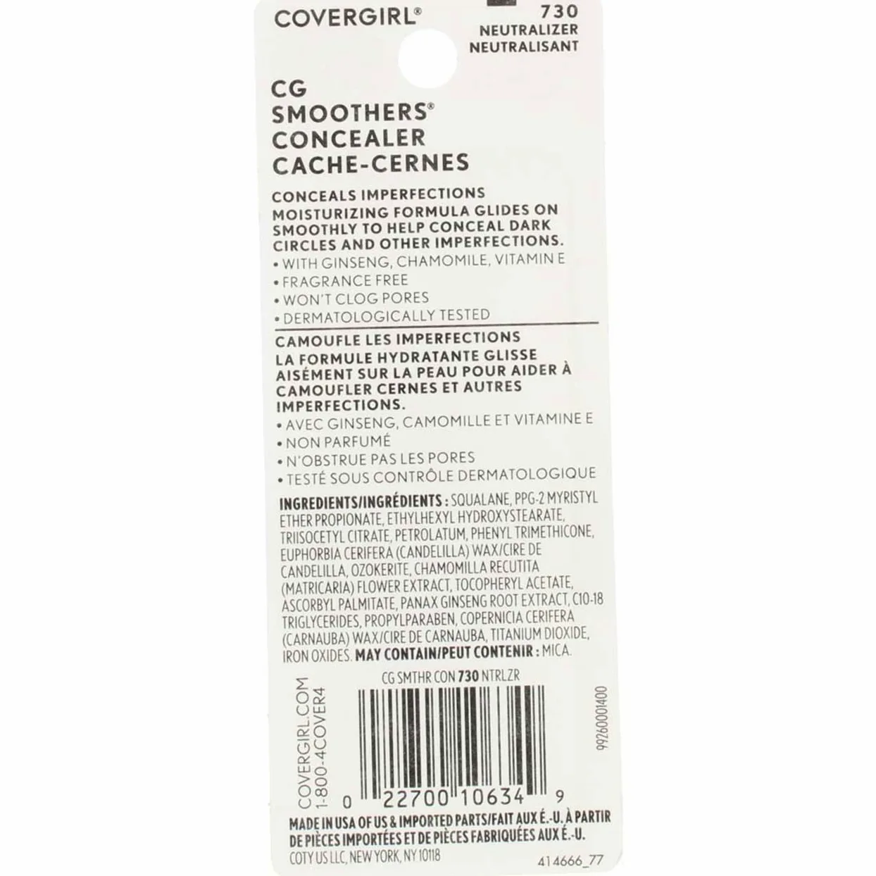 CoverGirl Smoothers Concealer, Neutralizzatore 730, confezione da 2