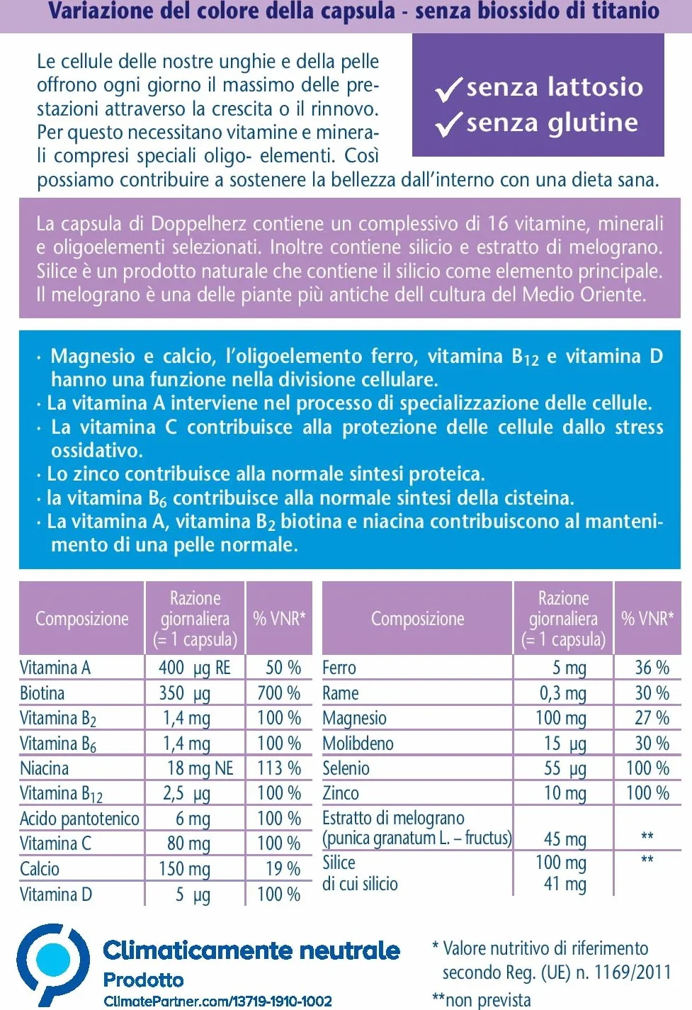 Unghie Forti EXTRA – Integratore per Unghie Fragili con Biotina, Zinco e Selenio – con Silice ed Estratto di Melograno – 30 Capsule – Senza Glutine e Senza Lattosio – 1 al Giorno - Doppelherz