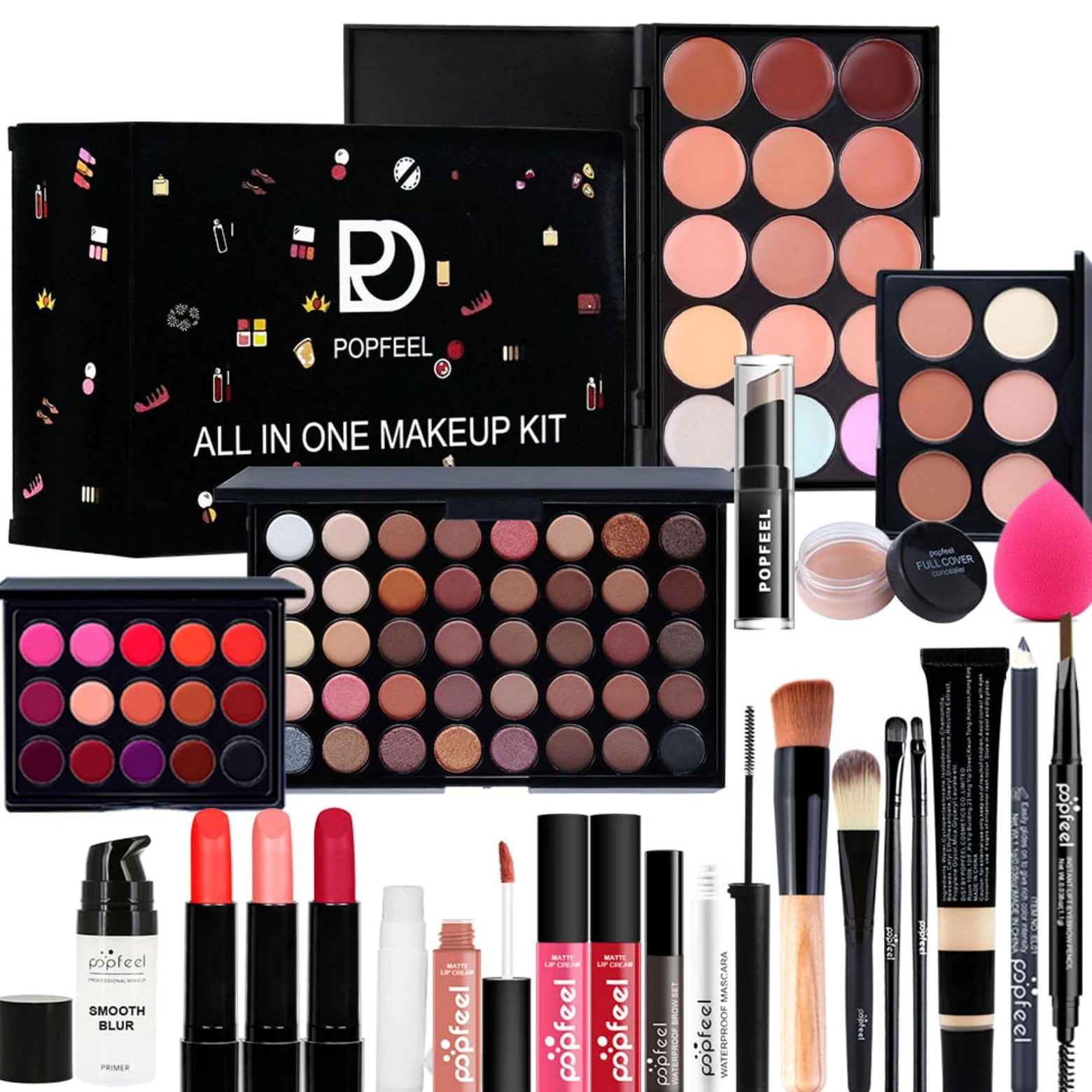 Set Trucchi Donna, Tutto in uno Set di Trucco, Include Portatile Travel Make Up Palette Ombretto Rossetti Correttore Eyeliner Mascara