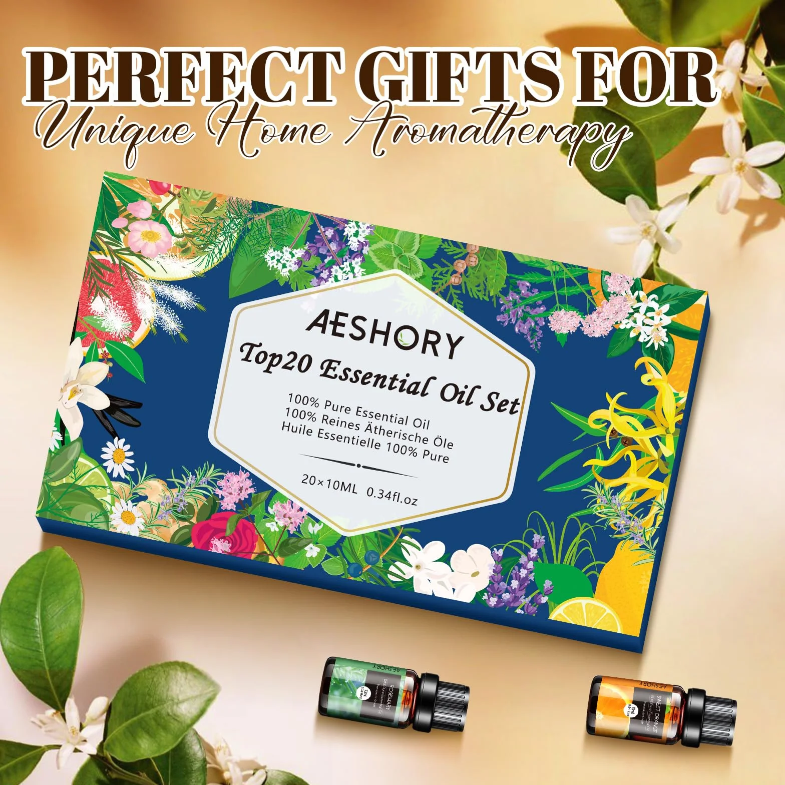 Set di Oli Essenziali 20 x 10ml, Olio Essenziale Puro e Naturale per Diffusori Umidificatore, Aromaterapia