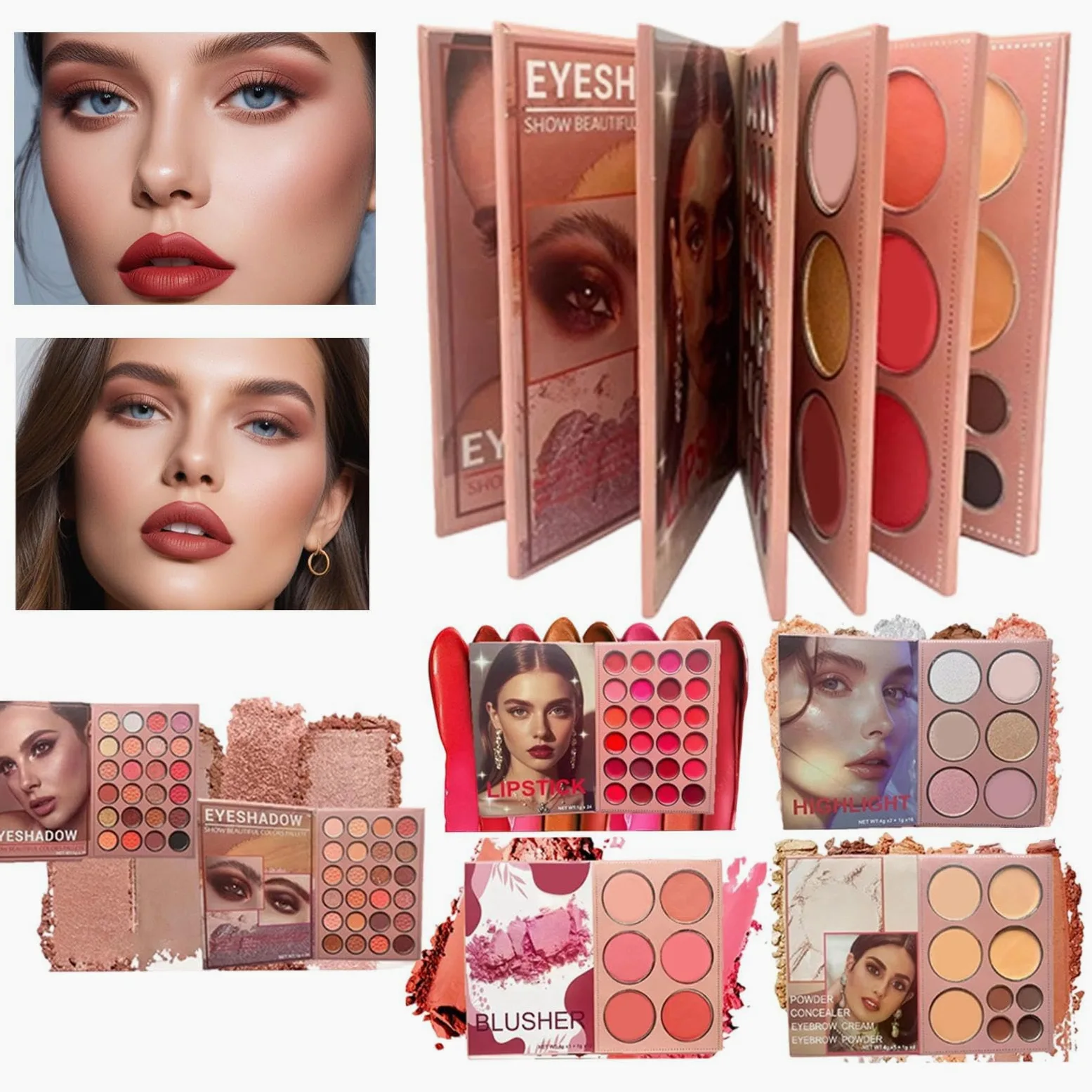 Palette Per Trucco A Libro Multicolore 6 | Trucco Viso Blush Contour Palette Per Principianti Donne Ragazze Uso Quotidiano Matrimonio Viaggio Festa Compleanno Natale