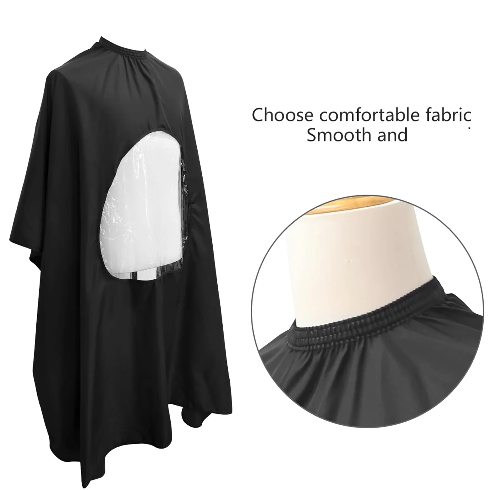 Capo Barbiere Mantella da parrucchiere da 3 pezzi Mantella da barbiere Finestra di visualizzazione trasparente Mantello for taglio di capelli impermeabile Prospettiva Grembiule da barbiere(White)