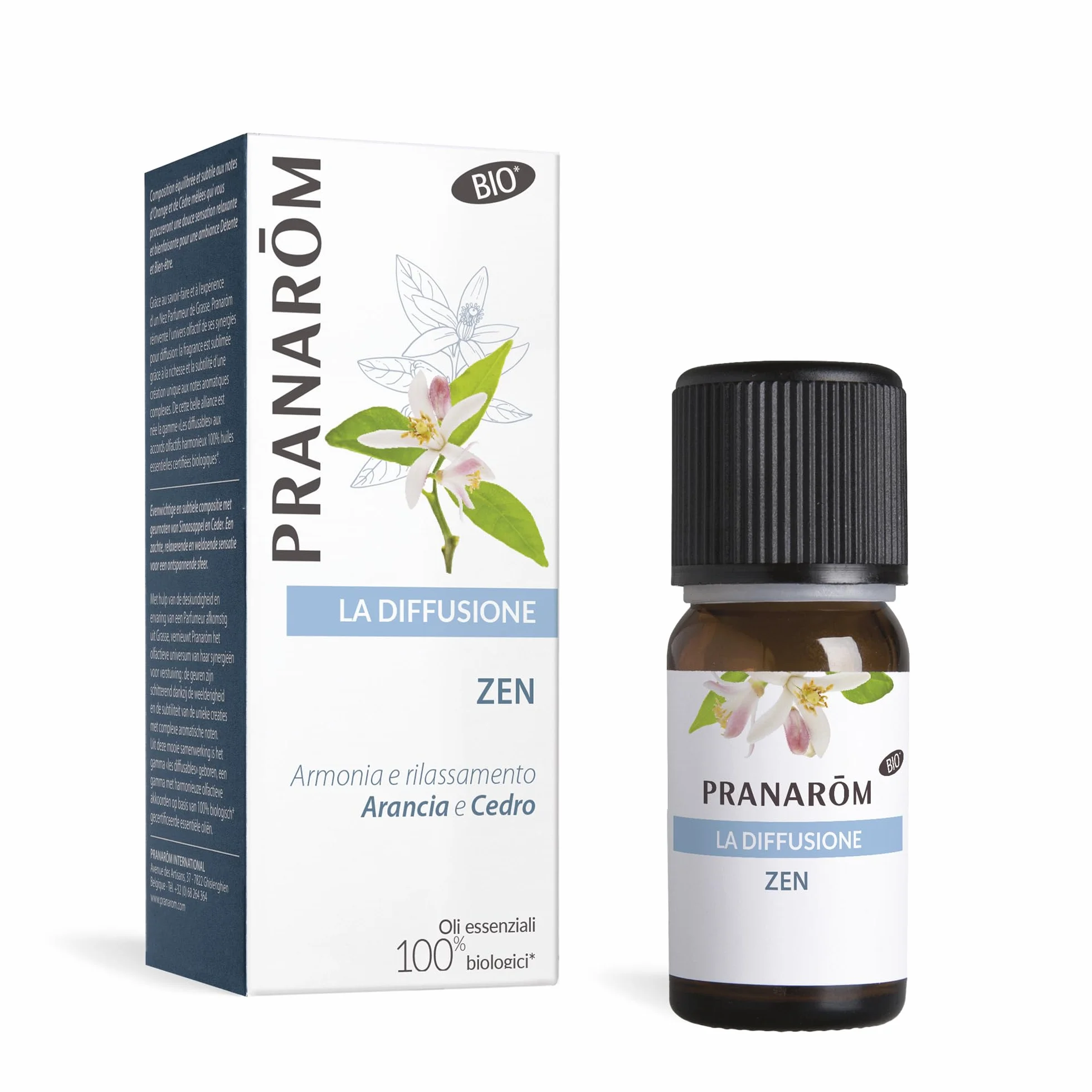 Pranarôm - La Diffusione Zen - Oli essenziali per diffusione - Arancio e Cedro BIO - Armonia e relax - Idea di Regalo - Feste di Natale - 30 ml