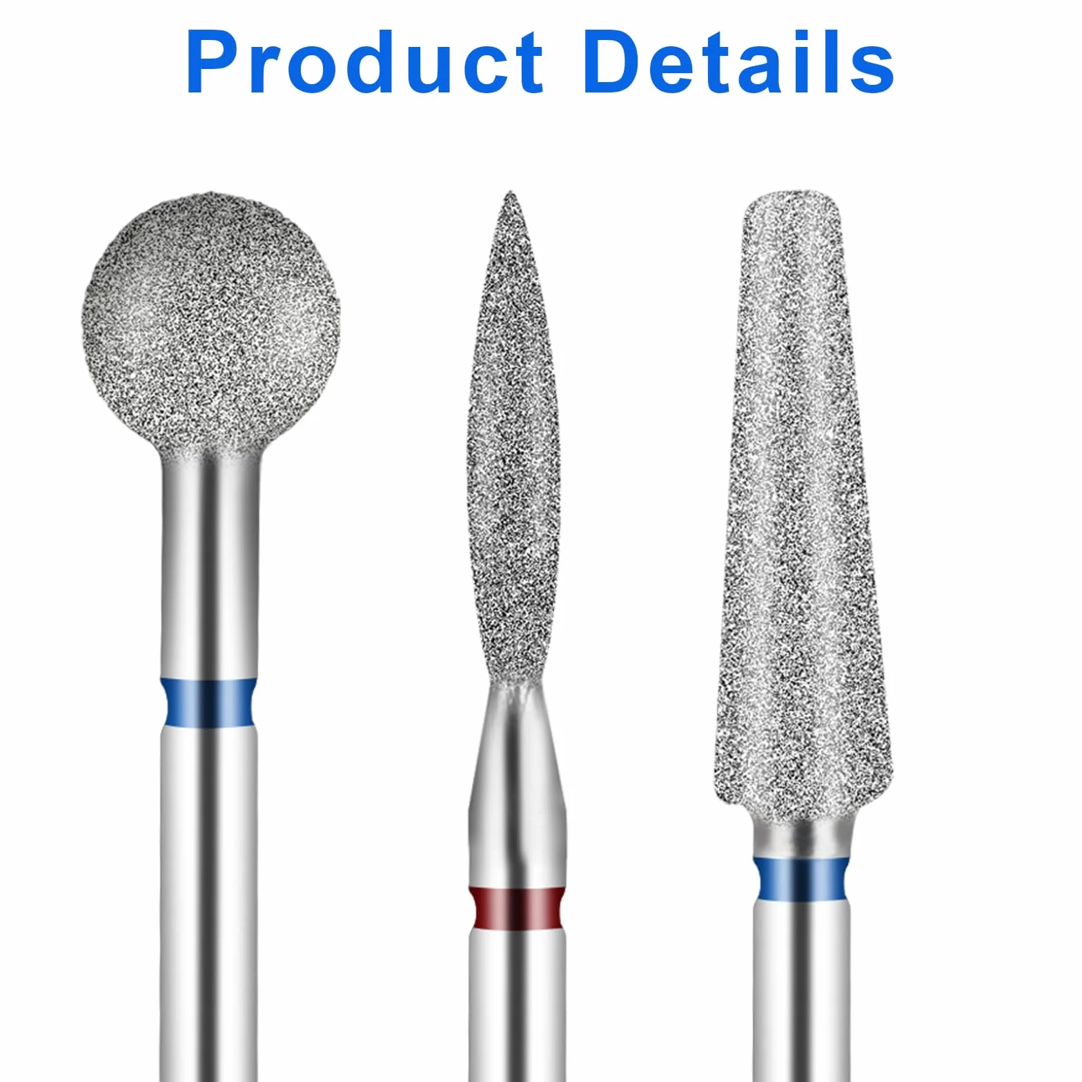 YuxianLB 3 Punte Diamantate per Cuticole a Forma di Sfera Tagliaunghie Bit Fiamma Kit Preparazione Unghie Manicure Salone