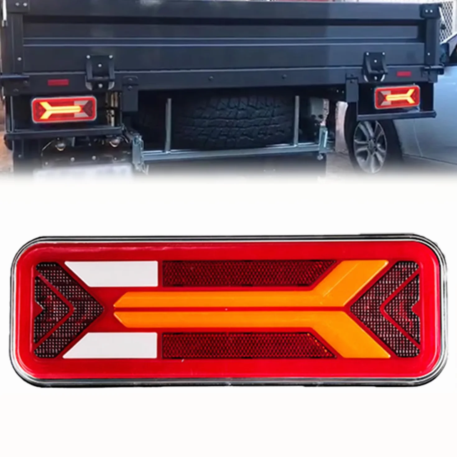 LED Fanali Posteriori 12/24V 46x13 cm Impermeabile Cinque Funzioni per Furgoni Camion Auto