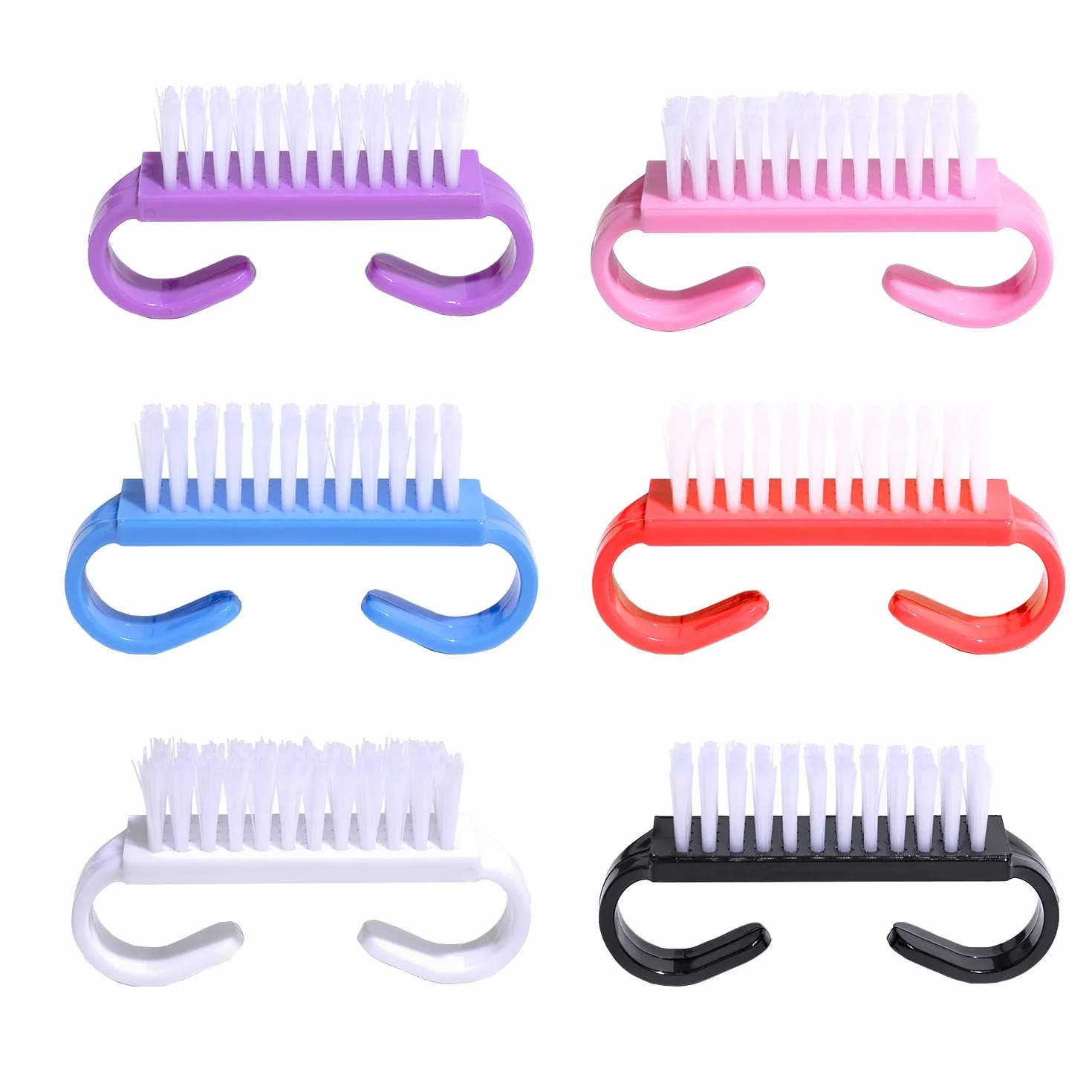 6 Pacchi Manico Spazzola per Unghie, per Dita e Unghie Pulitore Pennelli per Uomini e Donne(6 Colore?