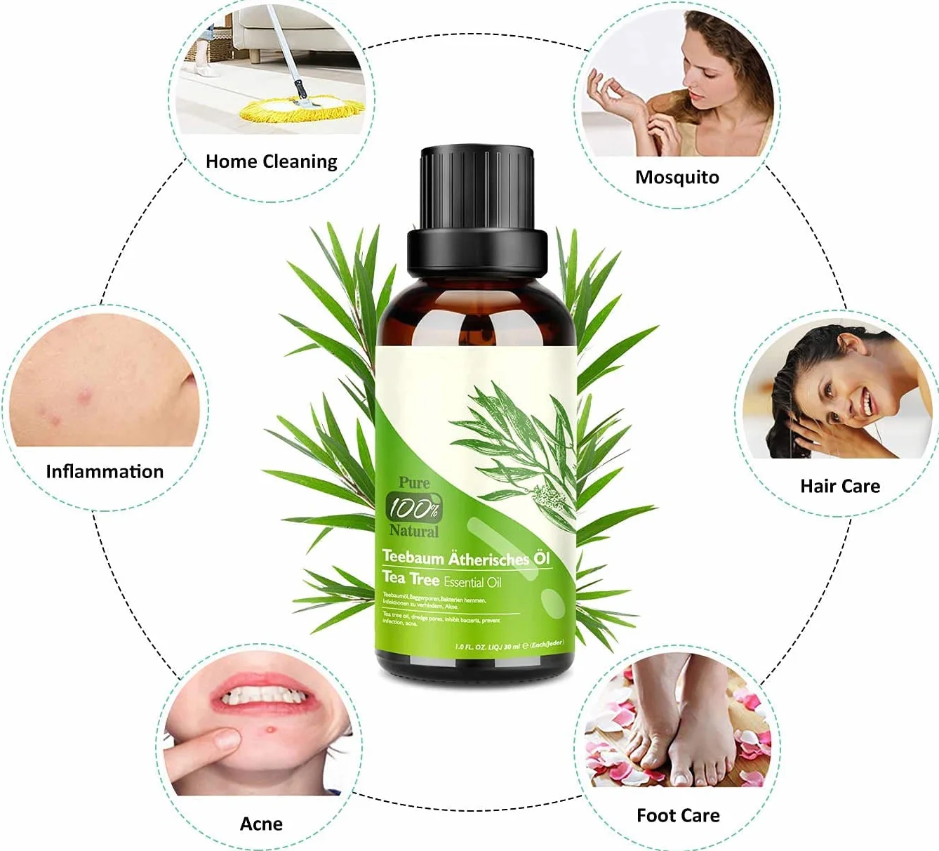 Tea Tree Oil Puro 100% Olio Essenziale 2 PACK 30ML Anti Acne Naturale