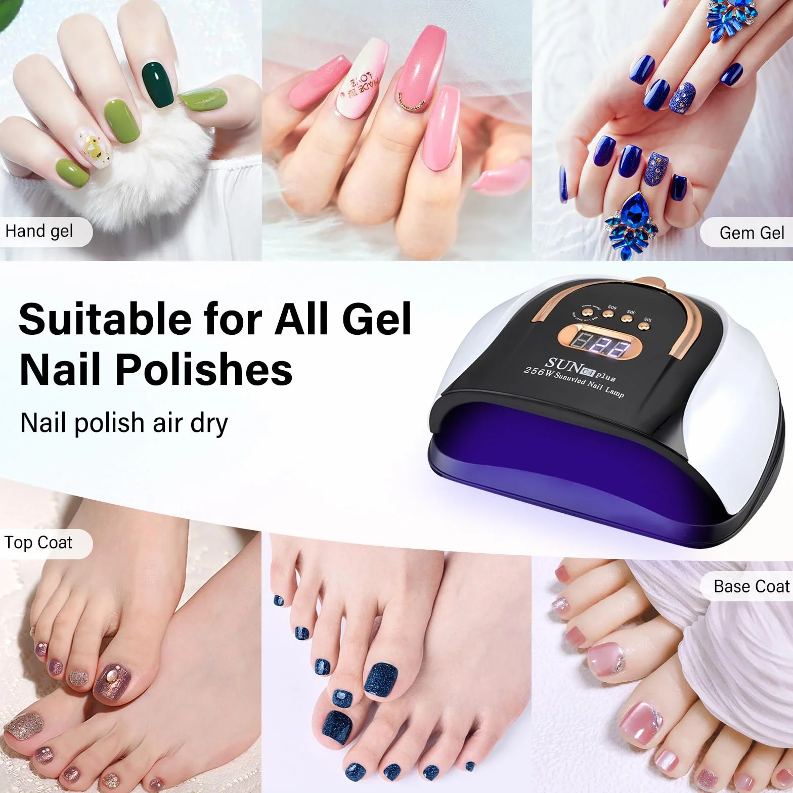 256W Lampada Profesional Unghie LED UV, Asciugatrice per Gel con 4 Impostazioni Timer e Sensore Automatico, Asciuga Smalto con 57 Perline Luminose & Display LCD per Manicure e Pedicure
