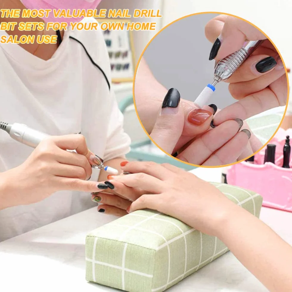 Punte Fresa Unghie Ceramica 7 pezzi Kit Punta da Trapano per Unghie Elettrica Professionale Strumenti Diamond Nail Drill