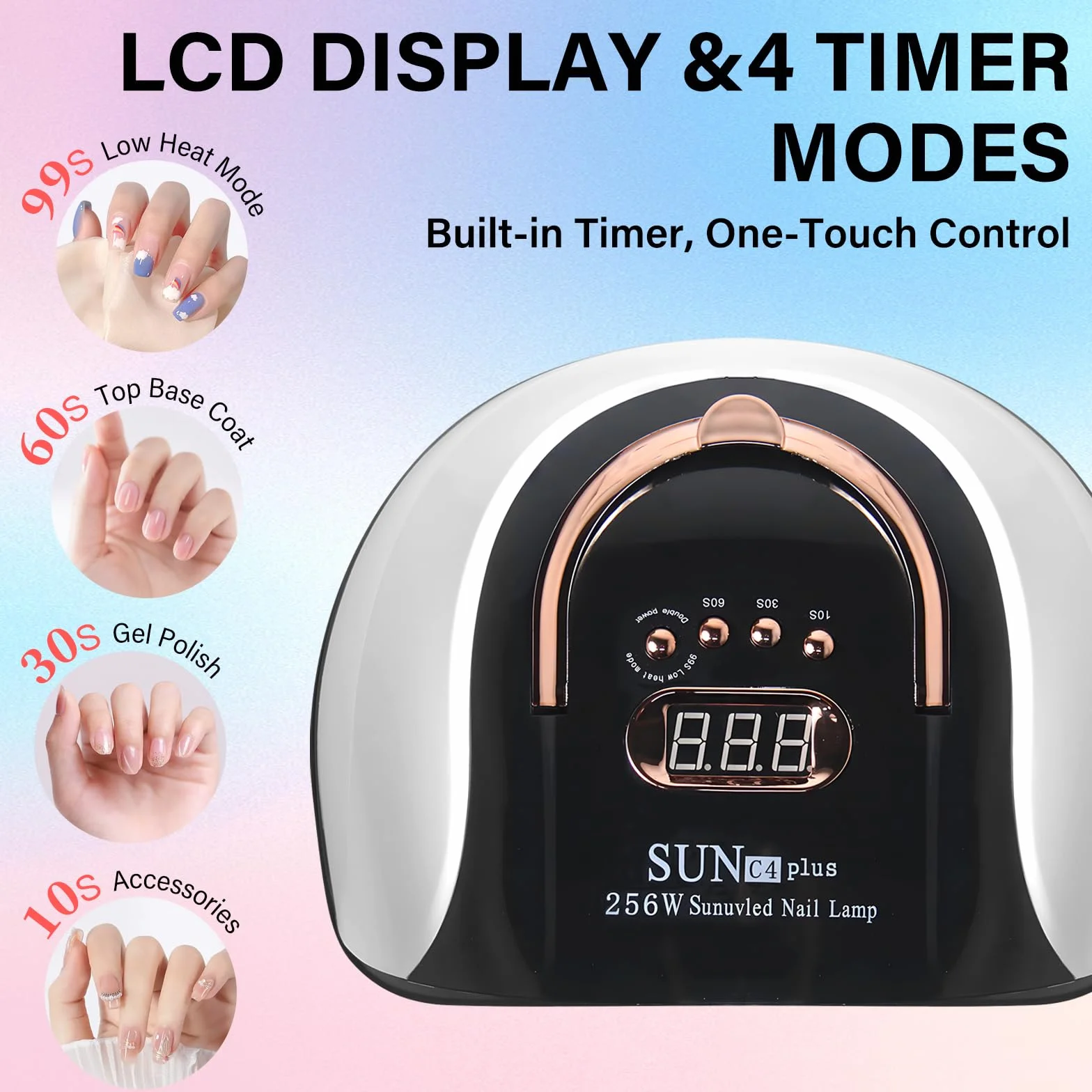 256W Lampada Profesional Unghie LED UV, Asciugatrice per Gel con 4 Impostazioni Timer e Sensore Automatico, Asciuga Smalto con 57 Perline Luminose & Display LCD per Manicure e Pedicure