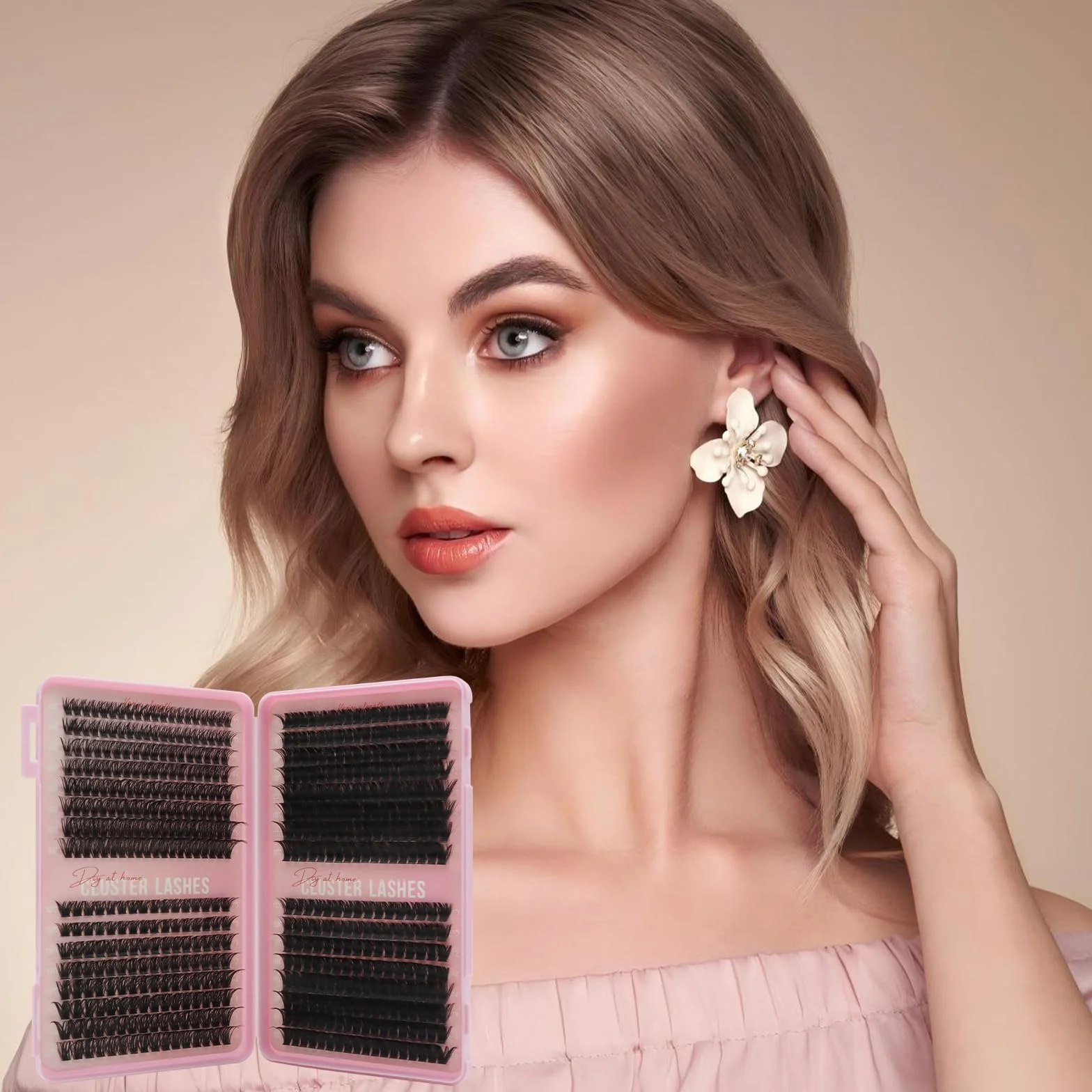 VEGCOO 560 Pezzi Ciglia Finte Ciuffetti Kit, 60-100-120-150D Curl Ciglia Finte Naturali Russian Eyelashes Extensions, Cluster Lashes 10-16mm Mix