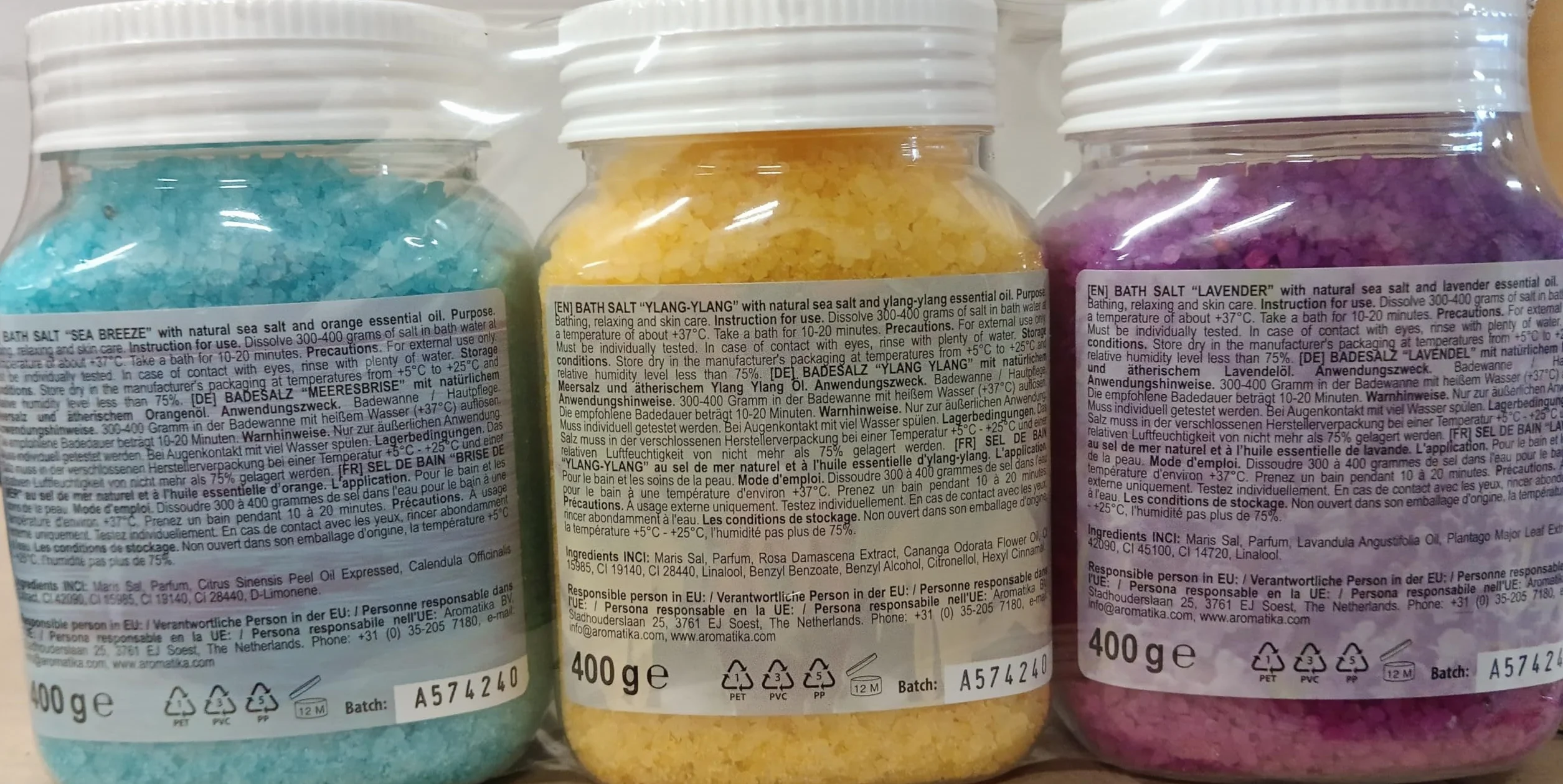 Set Sali da Bagno di Lavanda - Brezza Marina - Ylang-Ylang - Naturale al 100% - Ideale per Dormire Bene - Antistress - Cura del Corpo - Benessere - Bellezza - Rilassamento - Spa