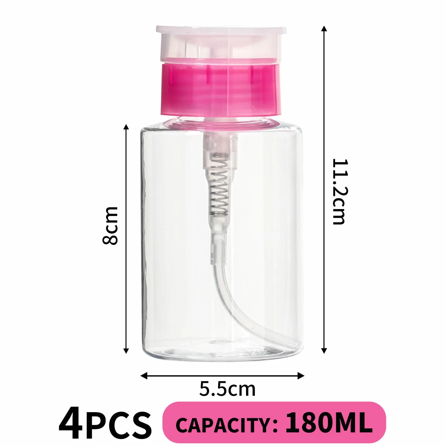 4 Pezzi Dispenser per Smalto,180 ml Flaconi a Pompa in Plastica, Bottiglie Ricaricabili per Detergenti e Liquidi Domestici, Contenitori da Viaggio Portatili Multiuso, Accessori per Casa e Cucina