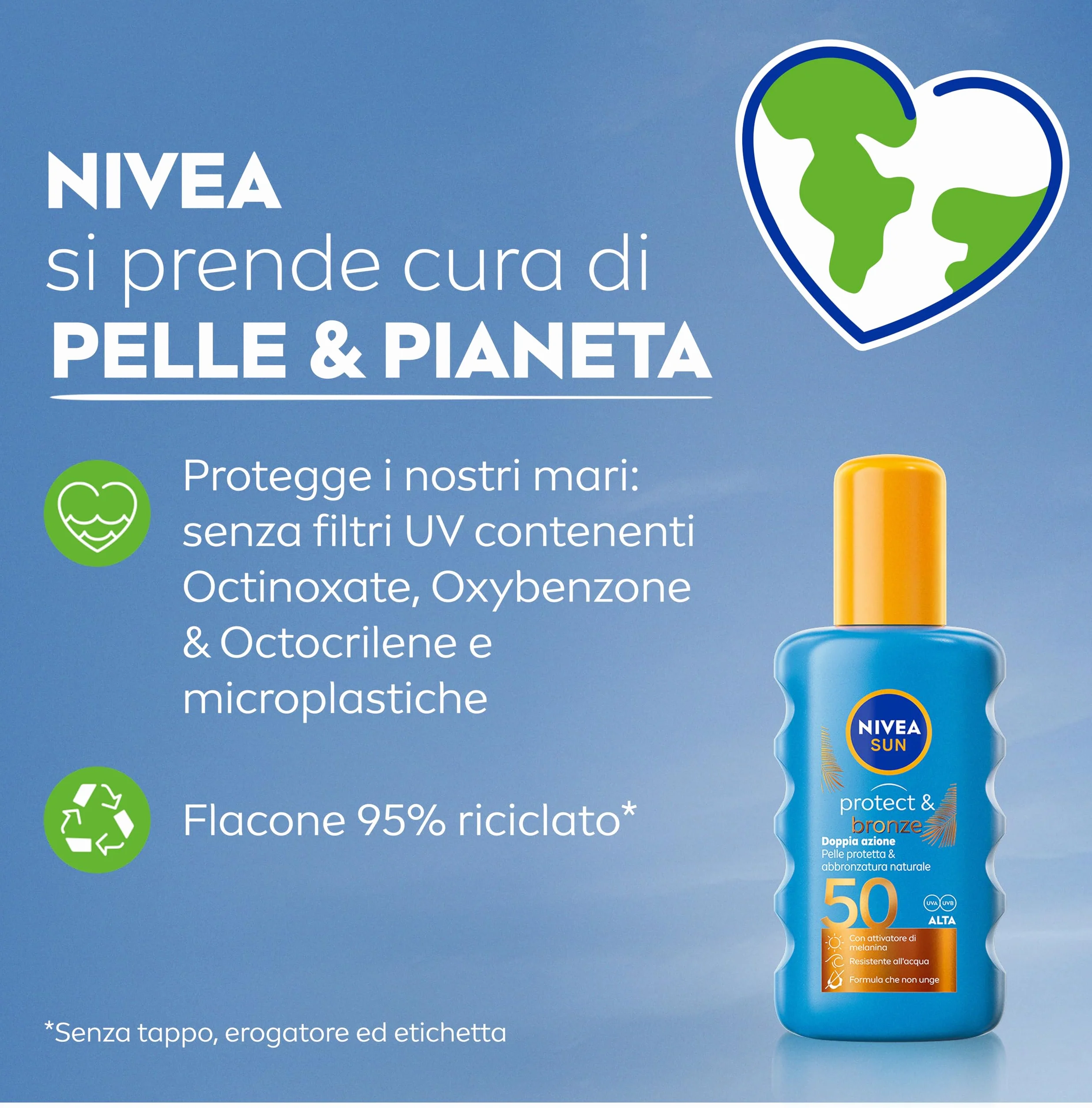 NIVEA SUN Spray Protect & Bronze SPF 50 200 ml Crema Solare Abbronzante Corpo