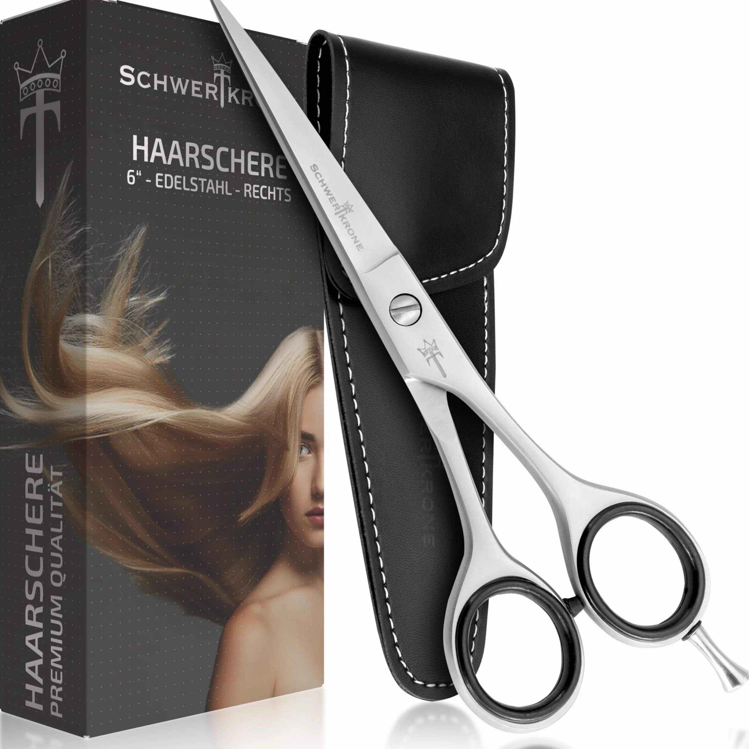 SCHWERTKRONE Forbici da Parrucchiere di Alta Qualità - Prodotte in Germania con Micro-Dentatura per un Taglio Preciso - Adatto per capelli e barba