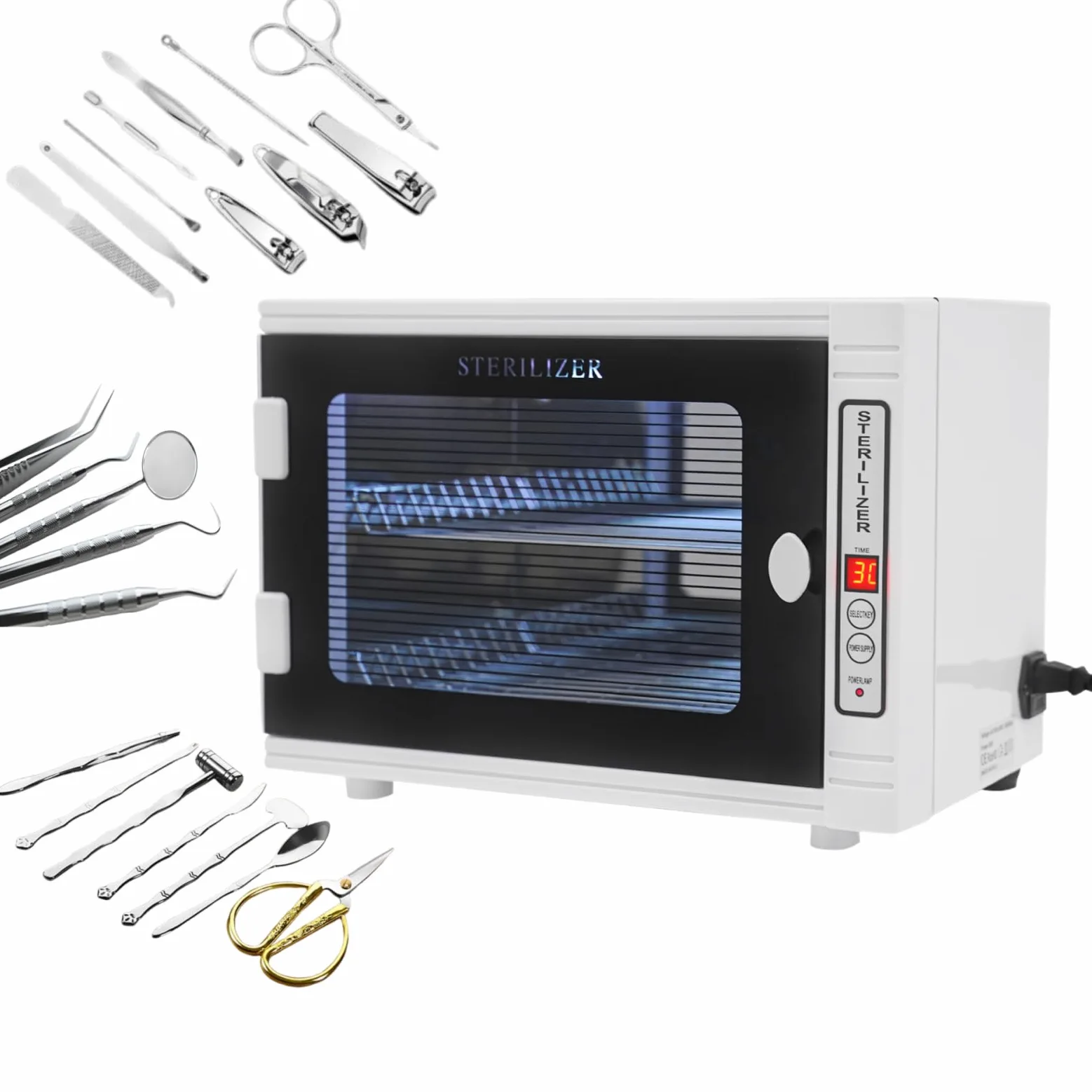 Armadio disinfettante UV, sterilizzatore per manicure, sterilizzatore UV, sterilizzatore per unghie, sterilizzatore medico, strumento con timer per cosmetici, studi di piedi, asciugamani