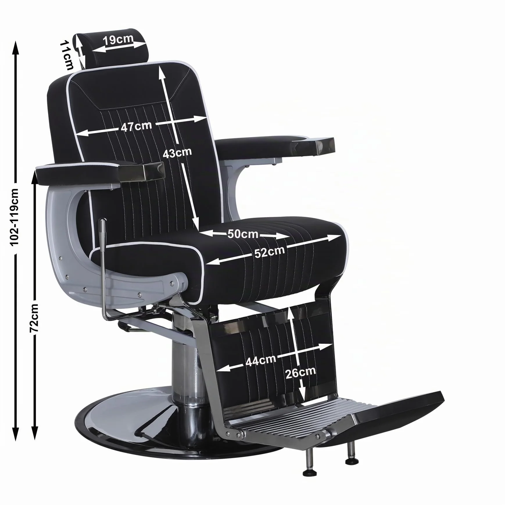 Barberpub Poltrona da Barbiere Parrucchiere Idraulico Multifunzionale Girevole Poltrona Reclinabile Capacità Regolabile Saloni di Bellezza 3822BK