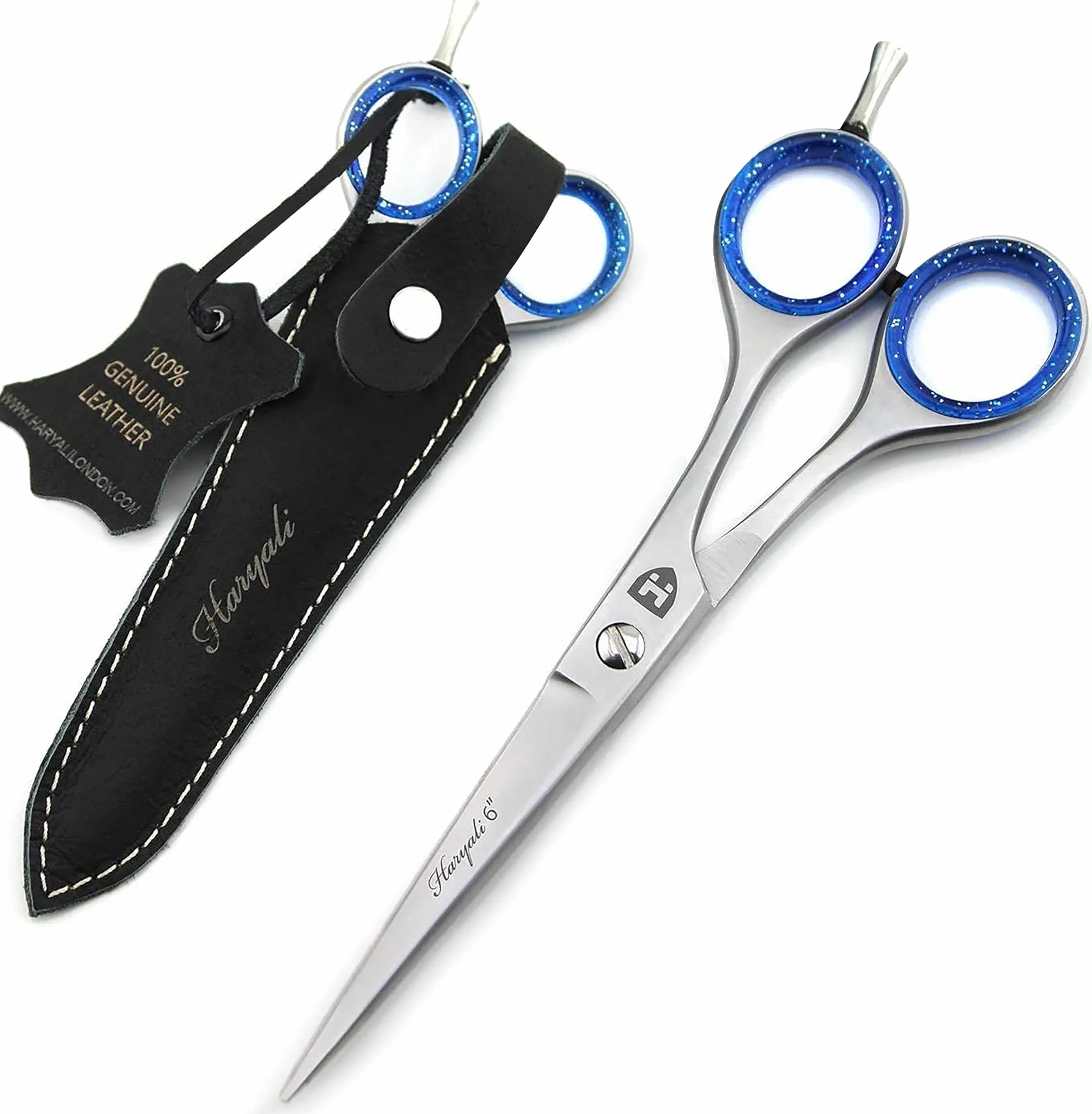 Forbici da parrucchiere Haryali London 15 cm acciaio inossidabile custodia in pelle