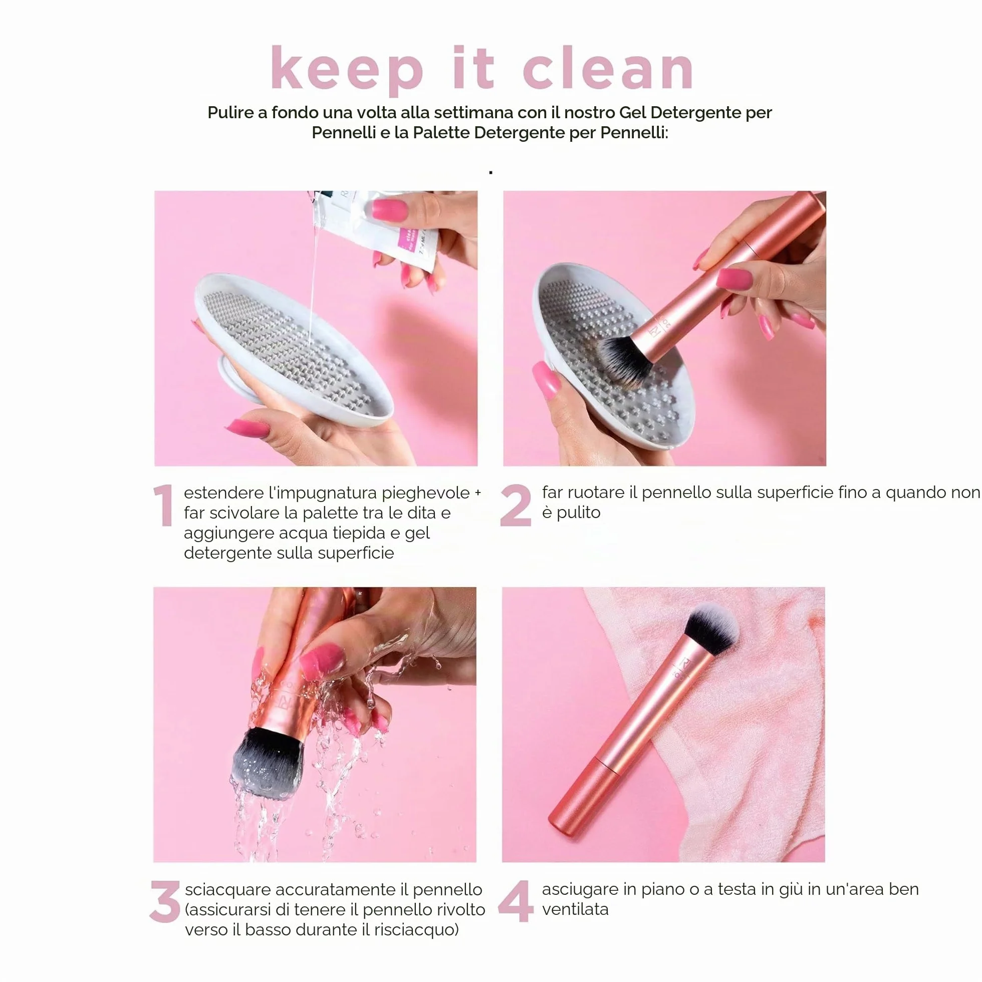 Real Techniques Mini pennello multiuso trucco fard bronzer cipria viso setole sintetiche tagliate su misura 1 confezione