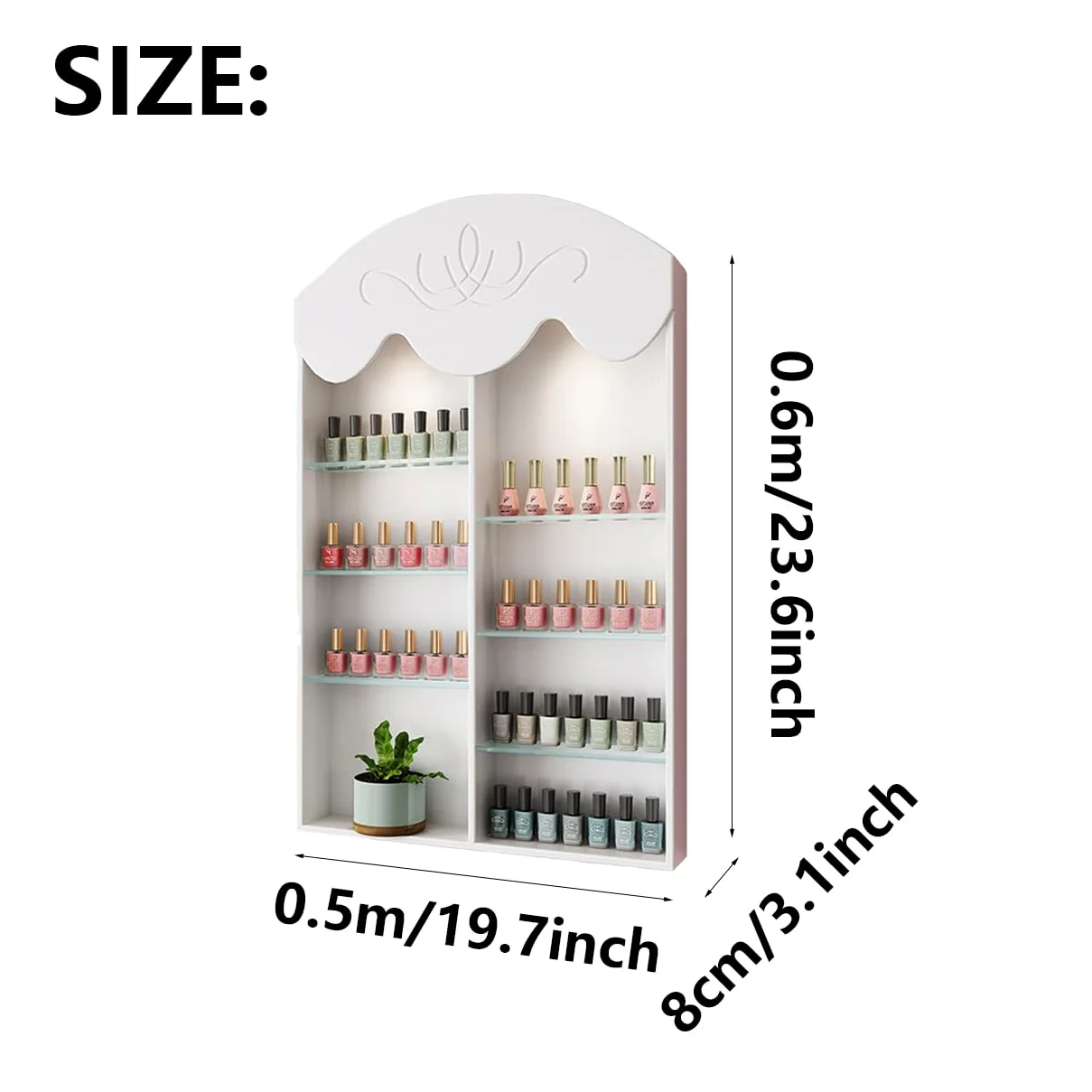 Organizzatore per Smalto da Appendere, Porta Oli Essenziali Bianco, Mobiletto Porta Cosmetici Aperto, per Salone/Centro Estetico/Casa,0.5m