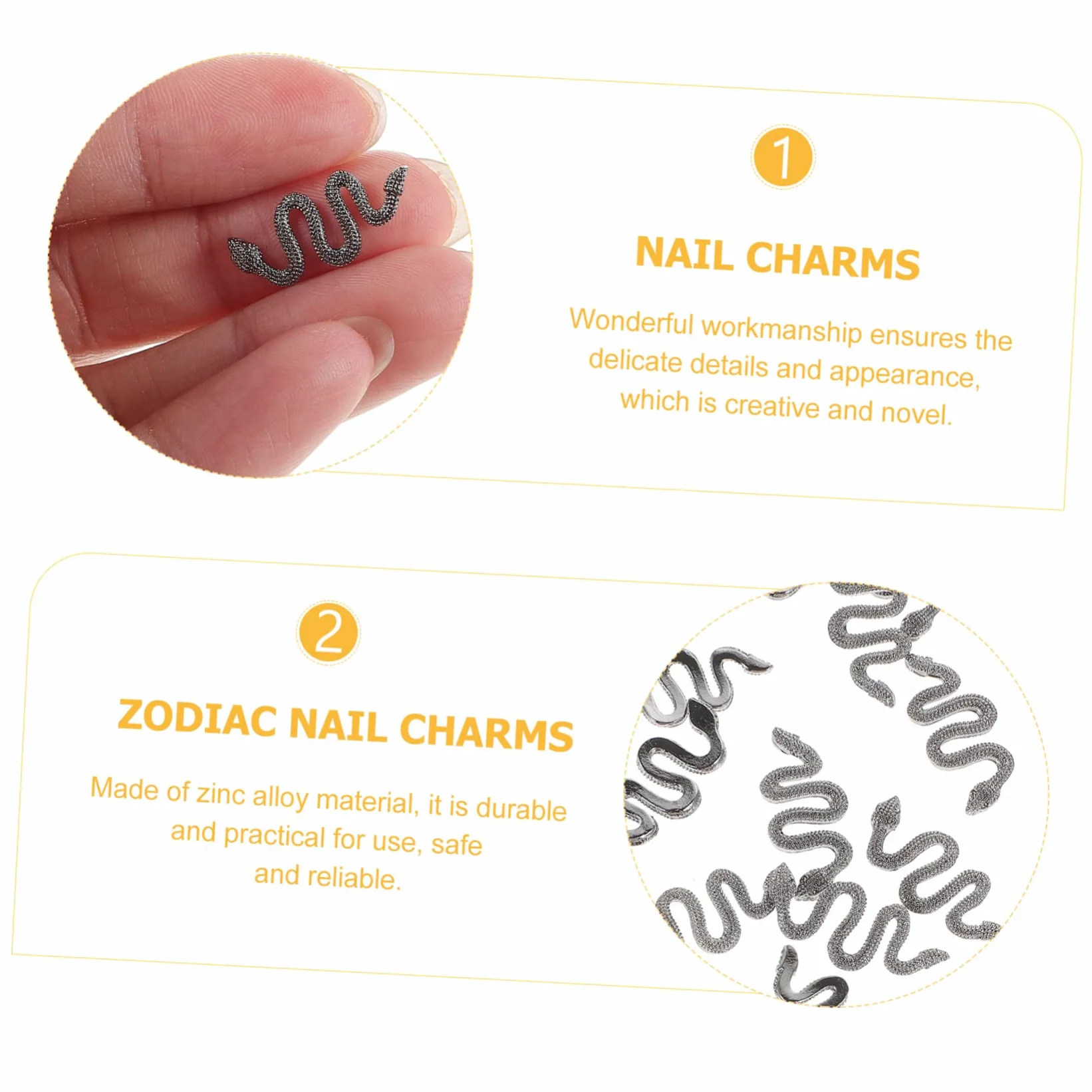 FOMIYES 5 Set Di Ciondoli Per Unghie A Forma Di Serpente Ciondoli Per Unghie Artigianali Per Donne Decorazione Per Unghie 50 Pezzi*5