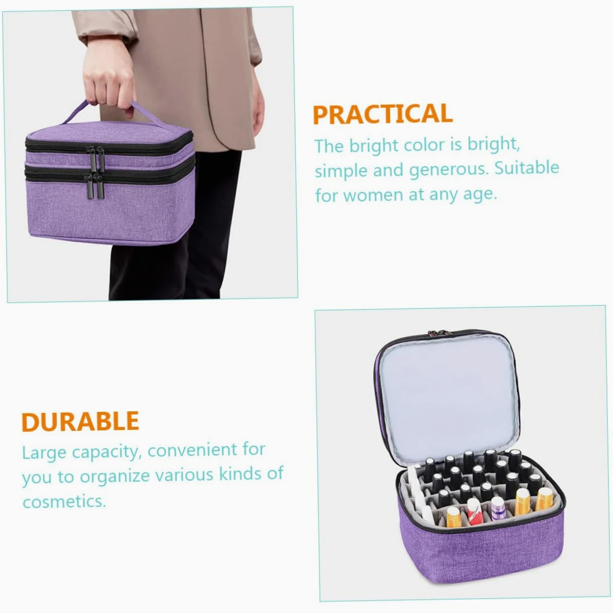 Homoyoyo Valigetta per Smalto Doppio Strato Custodia per Oli Essenziali Borsa Portaoggetti Portatile e Resistente per Trucco e Viaggi