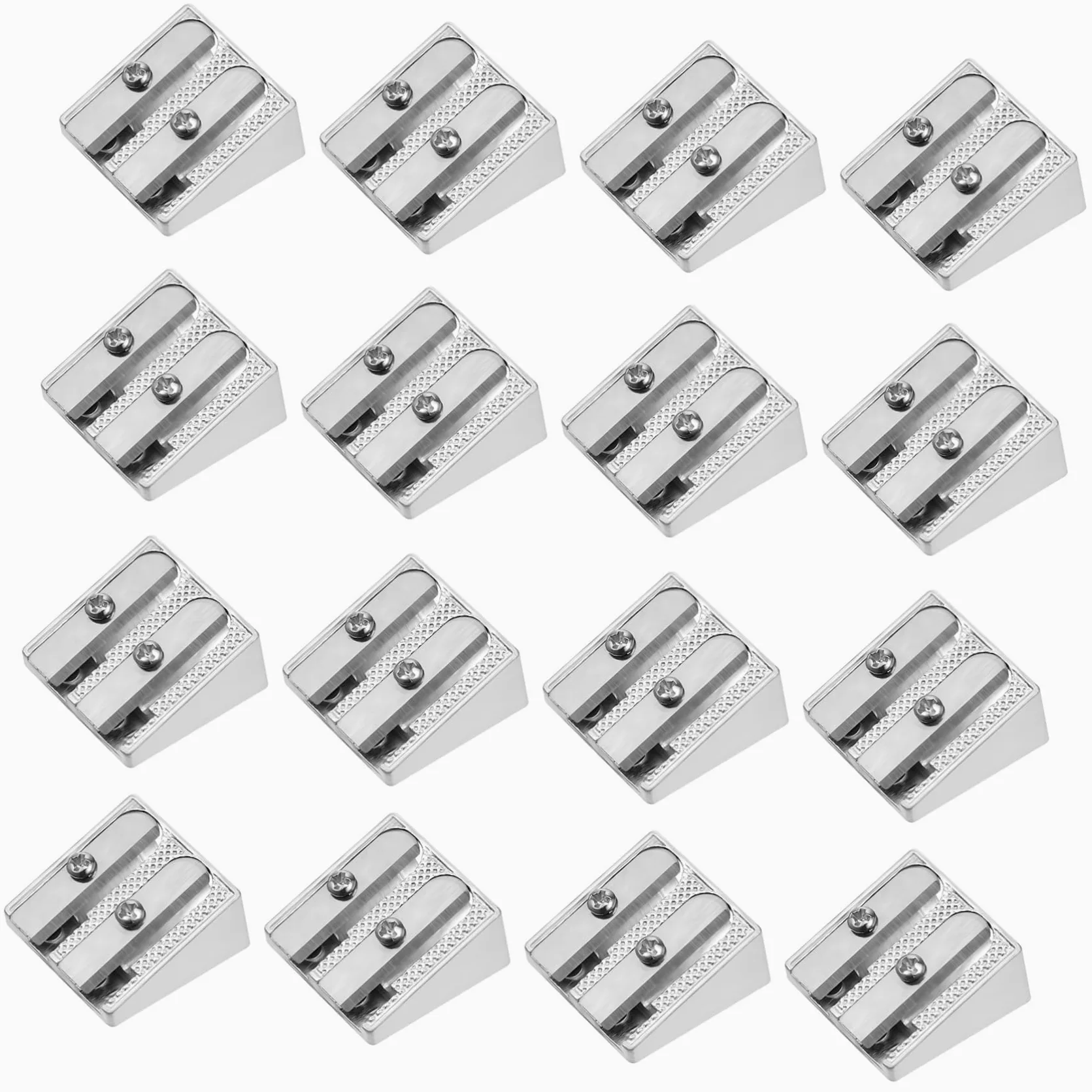 5 Set Di Temperamatite Manuali in Metallo Temperamatite A Doppio Foro Mini Temperamatite Per Accessori Da Scrivania 16 Pezzi * 5