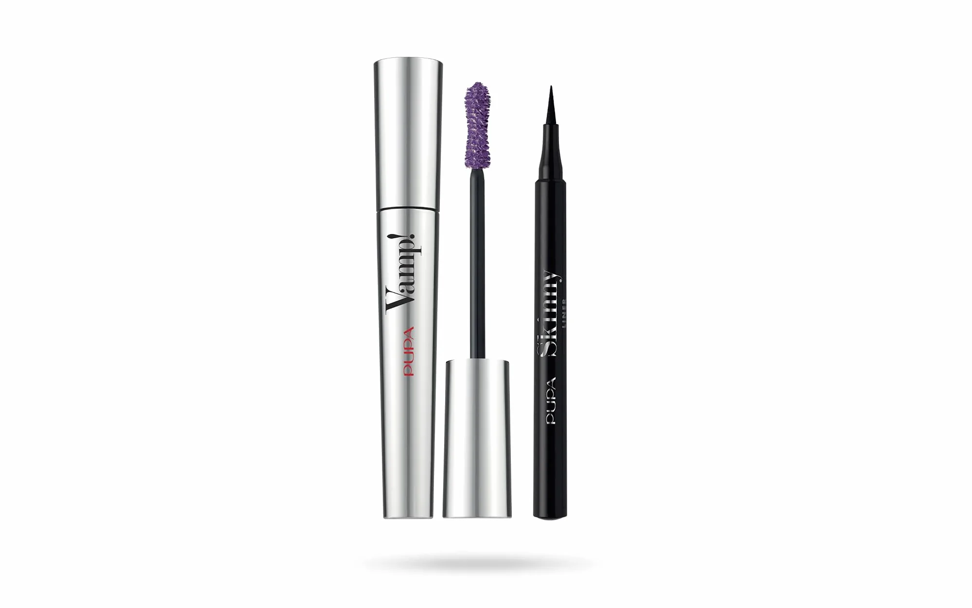 Pupa Mascara Vamp! (Colore Amethyst Violet) + Eyeliner Skinny Liner (Colore Extra Black) - Ciglia dal Volume smisurato e intensificate con Penna ultra slim, Tratto facile e super sottile