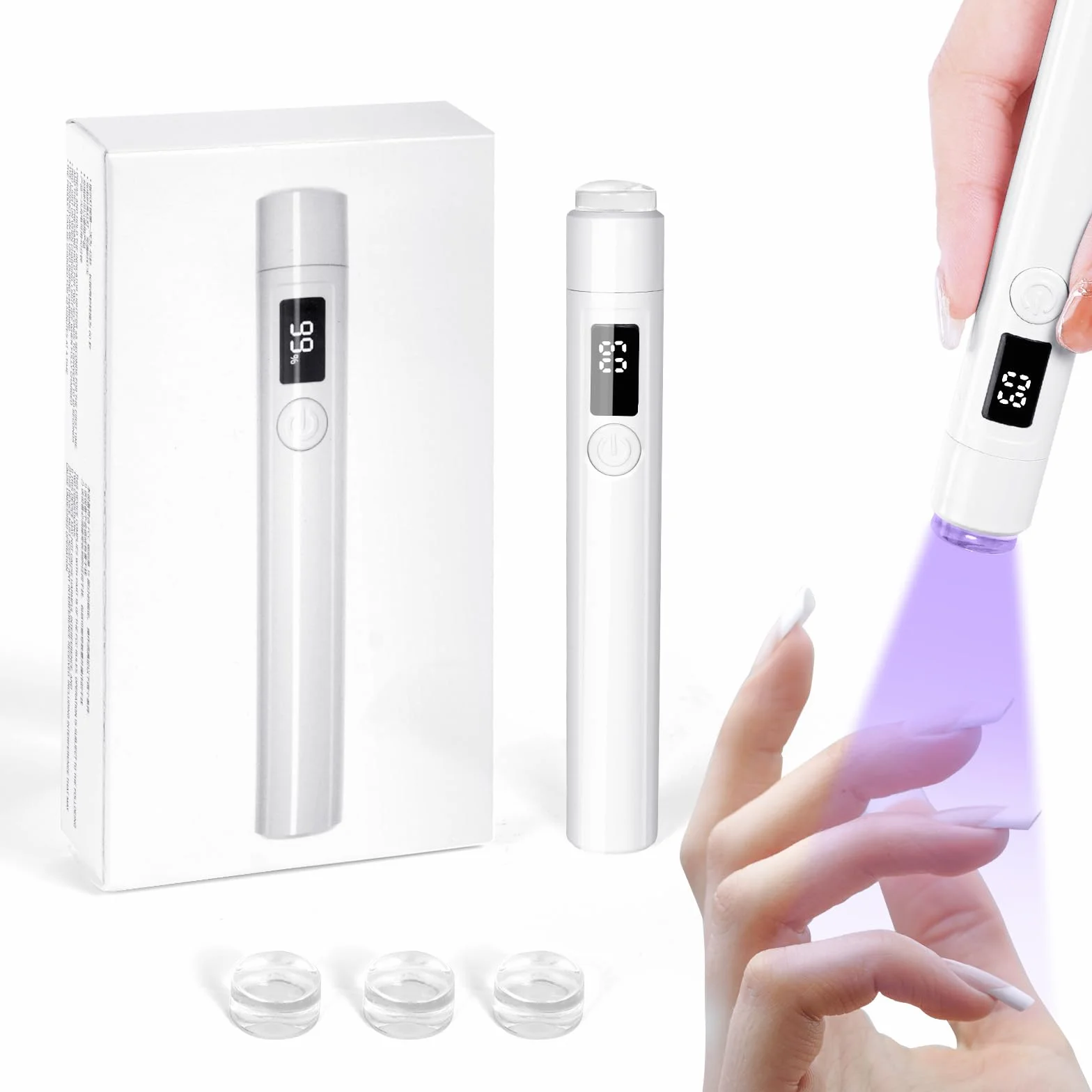 URAQT Mini Lampada LED Unghie, 3W Mini Lampada UV LED Unghie Mini Lampada Unghie, Asciuga Unghie Sciugatura Rapida con Display Digitale, USB Ricaricabile e Portatile