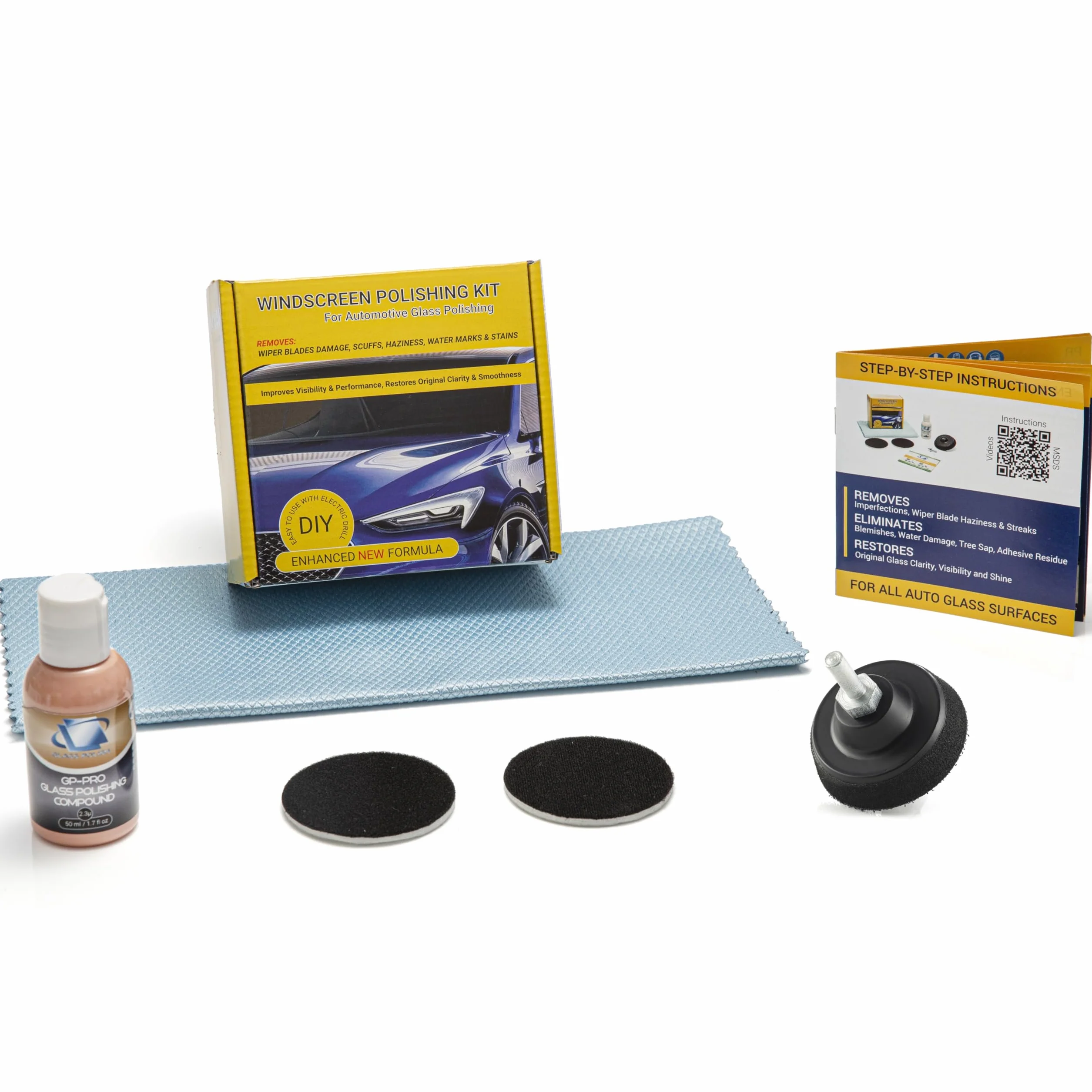 Kit di lucidatura del Parabrezza 75mm - Riparazione Vetro Auto Fai da Te - Rimuovi Danni Spazzola Tergicristallo