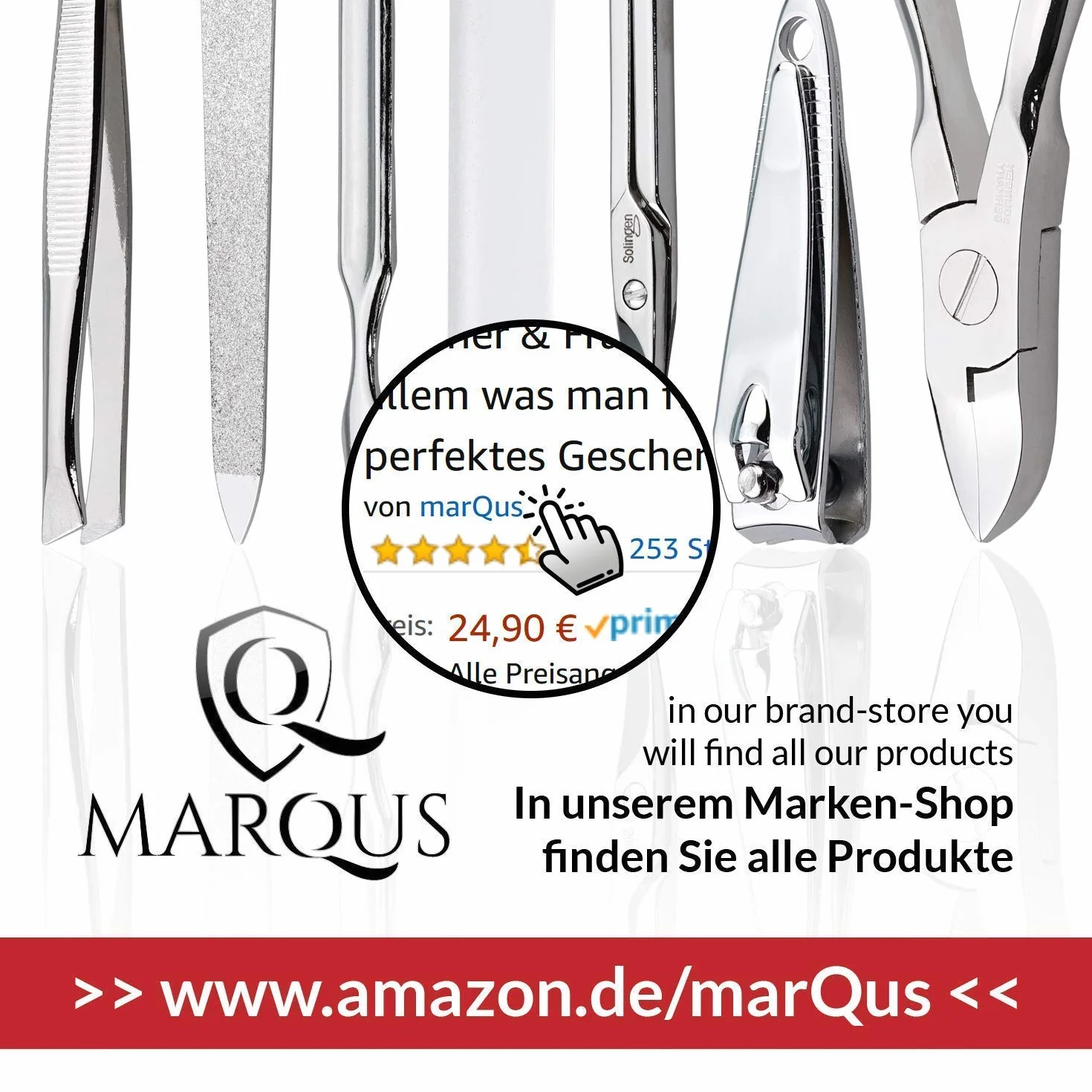Solingen Set Manicure Uomo e Donna 7 Pezzi – Kit con Etui in Vera Pelle Forbicine Strumenti Mani Piedi