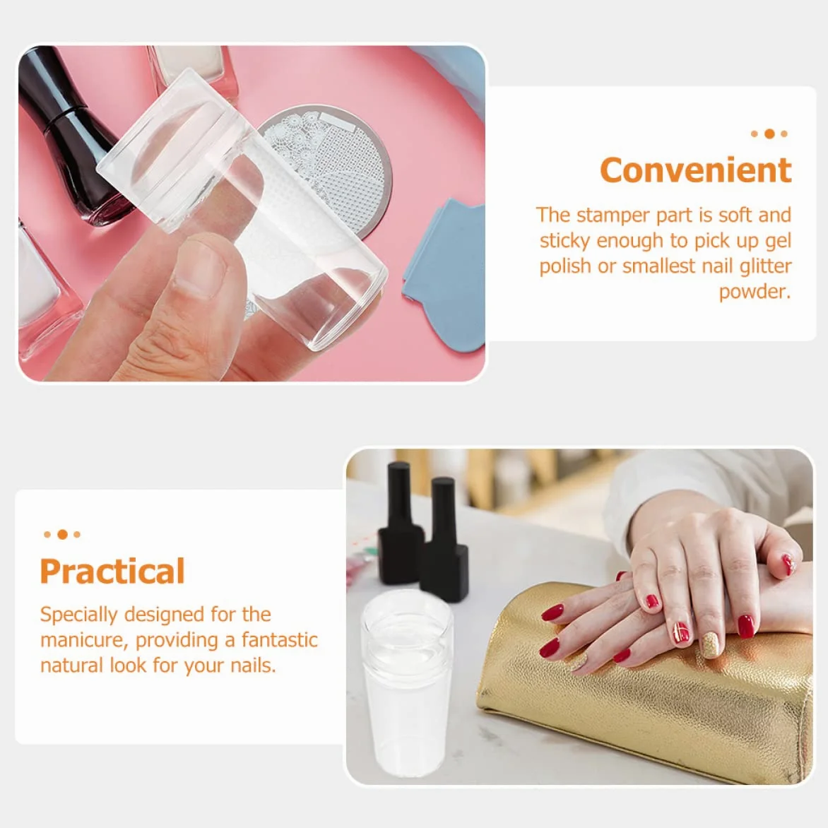 FRCOLOR 10sets Stamper Per Unghie Silicone Per Nail Art Raschietti Inclusi Perfetti Per Punta Francese e Decorazioni Eleganti Facile Da Usare e Resistente