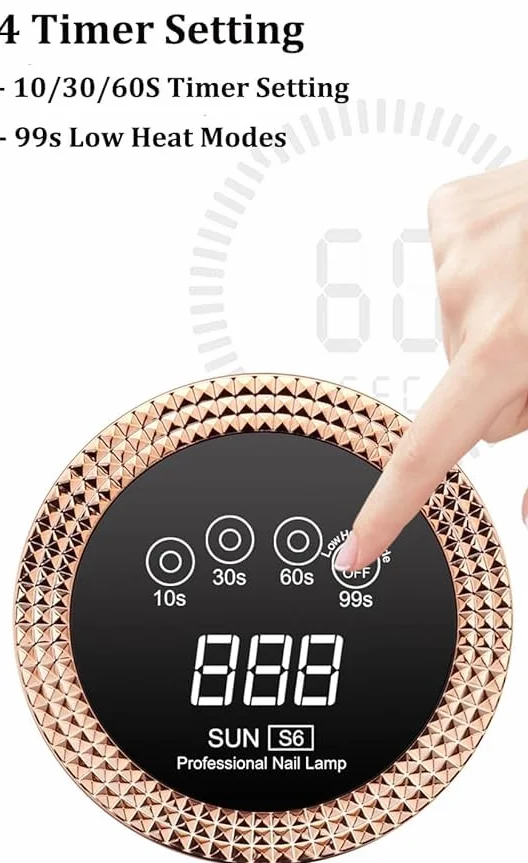Lampada UV LED per unghie, 268W Luce di polimerizzazione rapida per unghie con 66 LED Sensore automatico, Manico portatile per unghie, 5 impostazioni di timer, spazio più grande (02#Oro)
