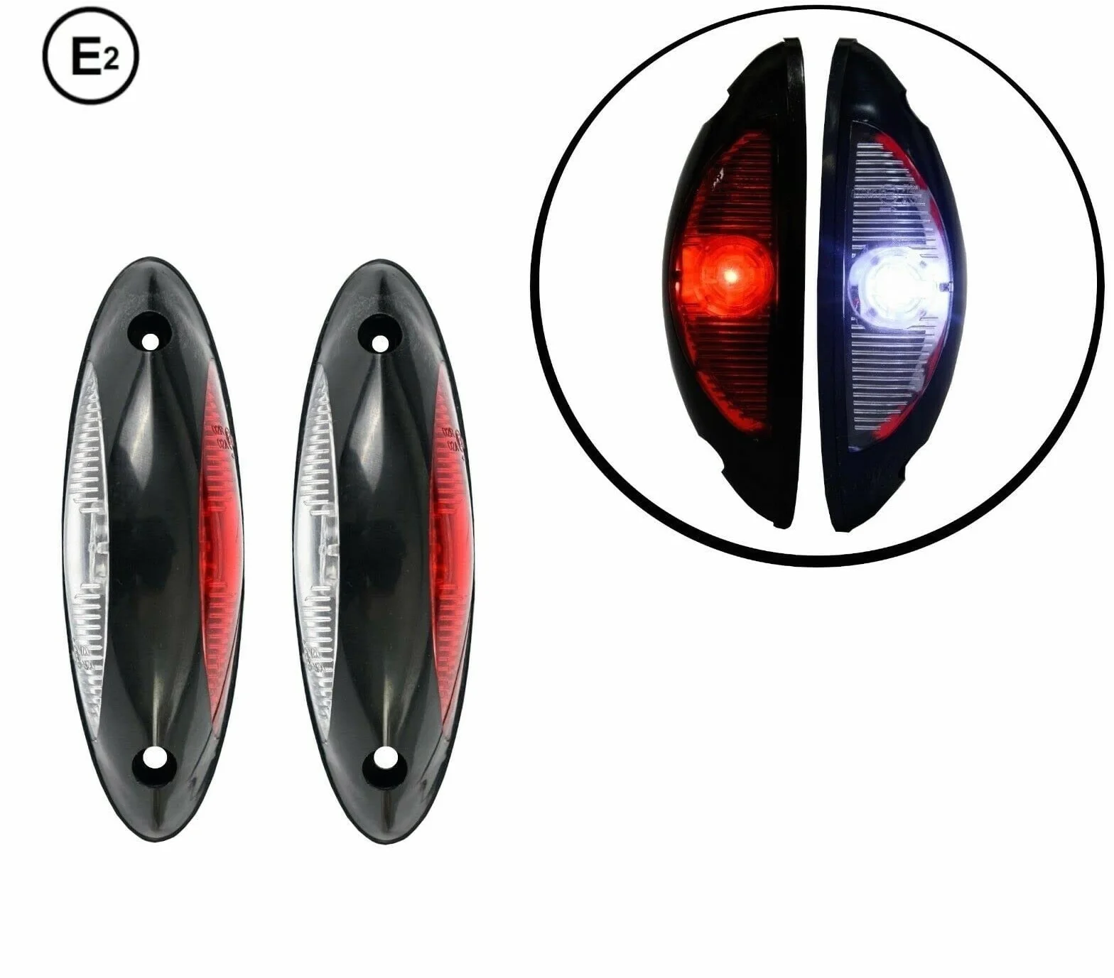 Fanale Luce Ingombro Bianco Rosso 24V Caravan Roulotte Camion Van