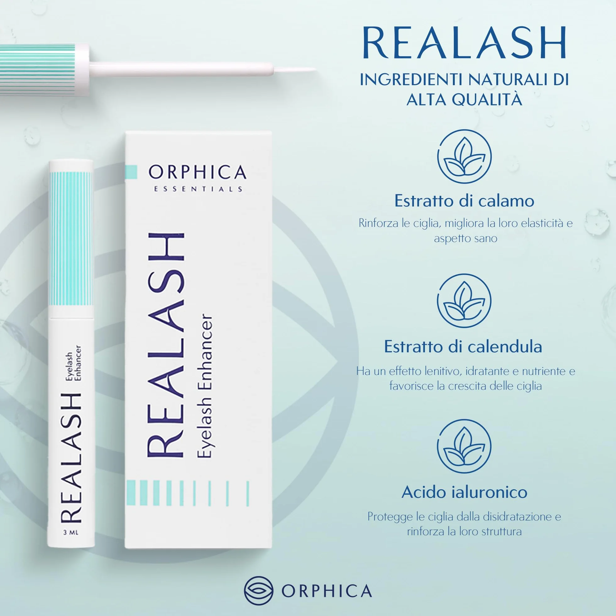 ORPHICA Realash Siero Ciglia Allungante 3 ml – Lash Serum Booster per Crescita Intensiva