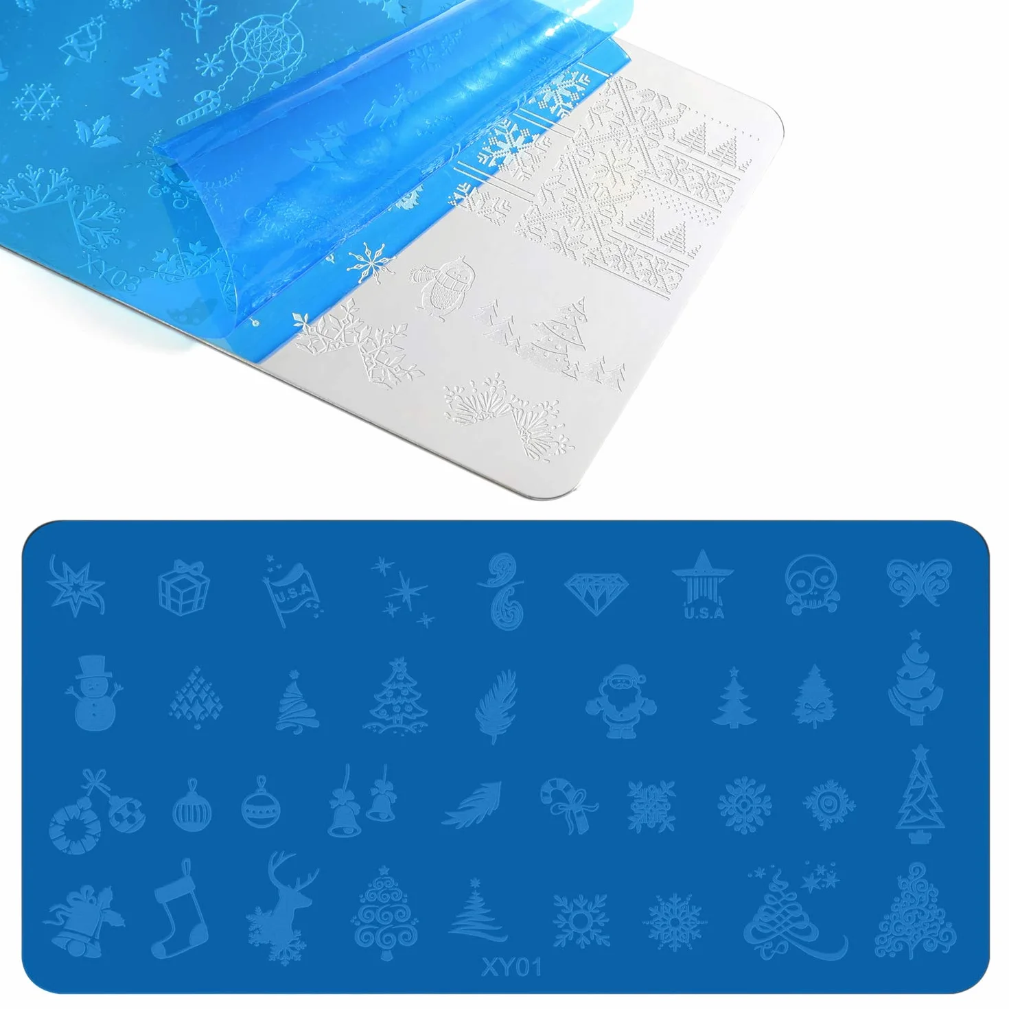 6 Pcs Christmas Nail Stamping Plate, MWoot Natale Fiocco di neve dei cervi dell'albero Nail Art Unghie Timbro Nail Art Stamp Plates Chiodo quadrato rotondo