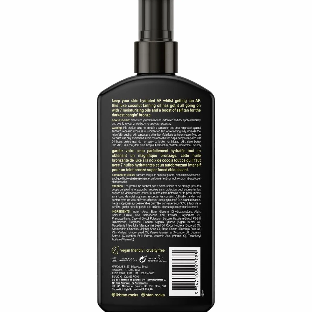 b.tan Intensifier Olio Spray Secco Abbronzante Profondo | AF abbronzato - Ottieni un'abbronzatura più veloce e più scura dagli attivi che accelerano l'abbronzatura, vegan, 8 fl oz