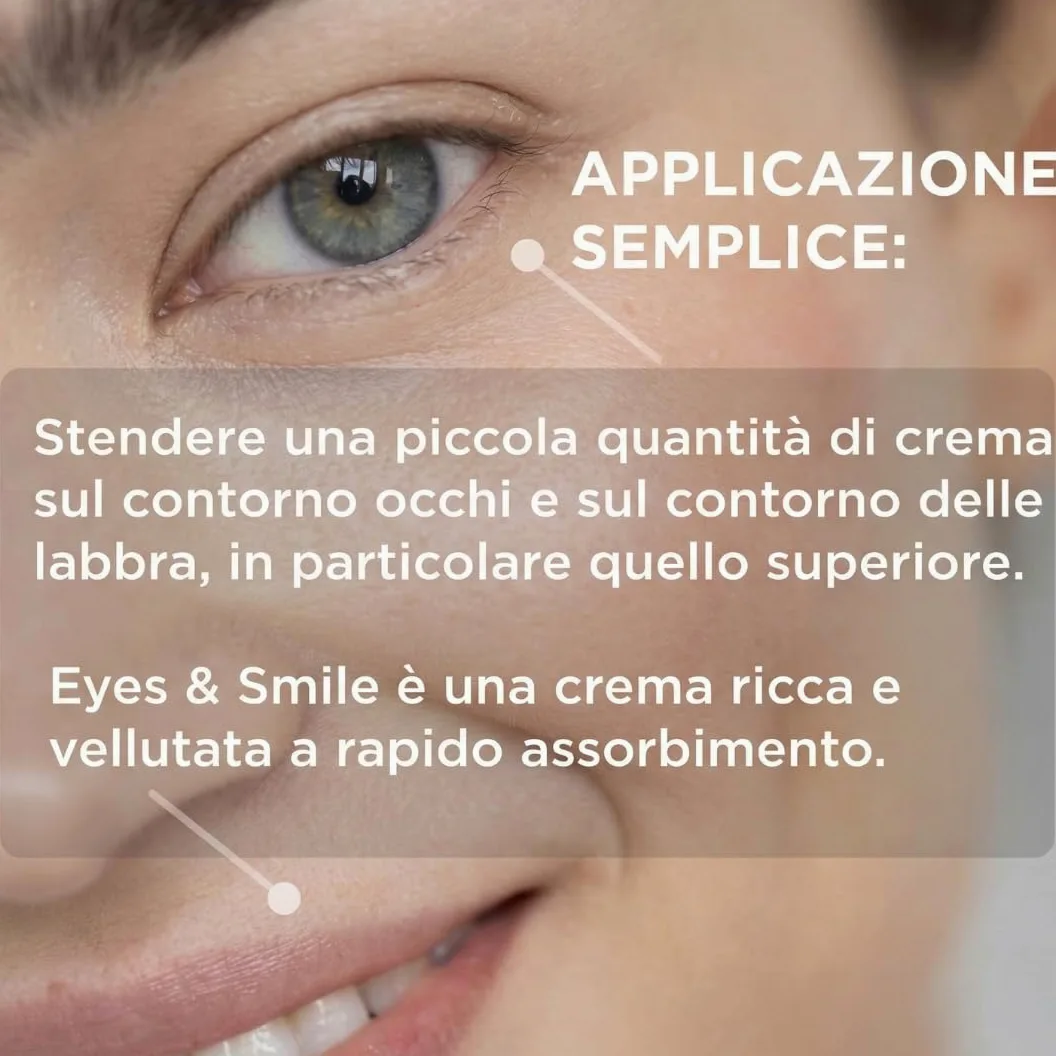 Hevoluta Eyes&Smile Crema Contorno Occhi e Labbra Antirughe, 15 ml | Trattamento Idratante, Burro di Cacao, Acido Ialuronico, Peptidi, Specifico per Codice a Barre, Made in Italy
