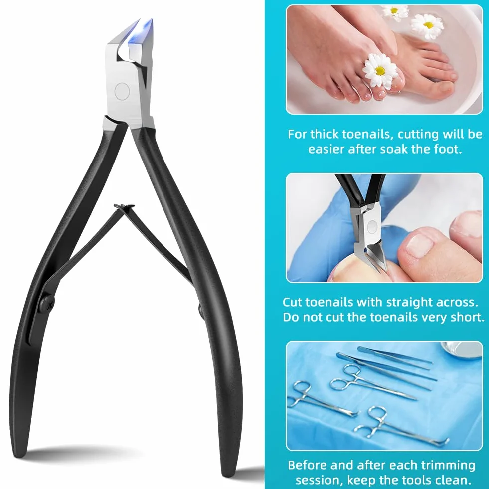 AOOWU Tagliaunghie Inox Professionale, Tronchesino Unghie Piedi Lama Dritta, Tagliaunghie Piedi di Precisione, Tronchese Unghie, per Uper Unghie Spesse e Dure Pedicure e Manicure Strumenti