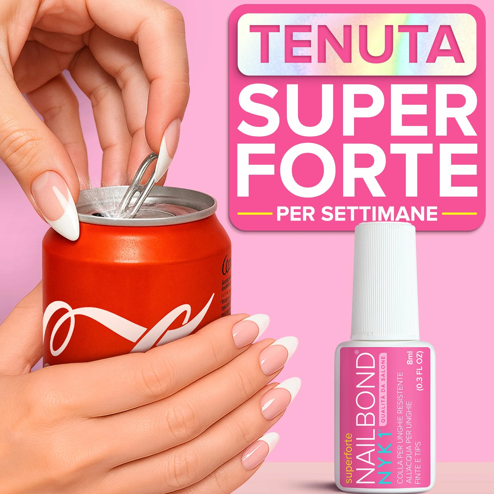 NYK1 NailBond Colla Per Unghie Finte Extra Forte Professionale 8ml