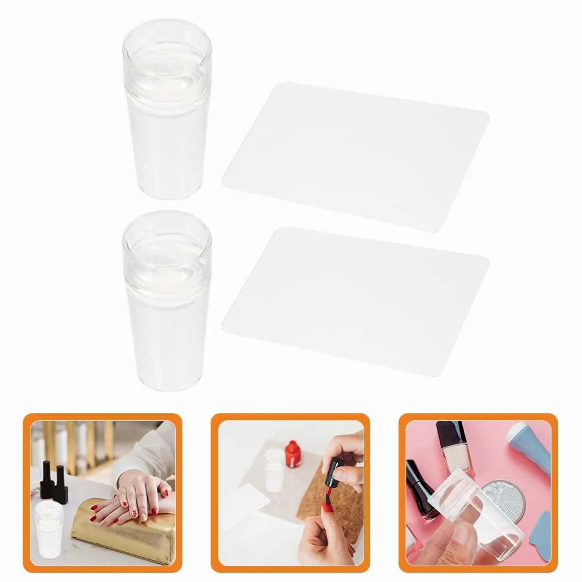 FRCOLOR 10sets Stamper Per Unghie Silicone Per Nail Art Raschietti Inclusi Perfetti Per Punta Francese e Decorazioni Eleganti Facile Da Usare e Resistente