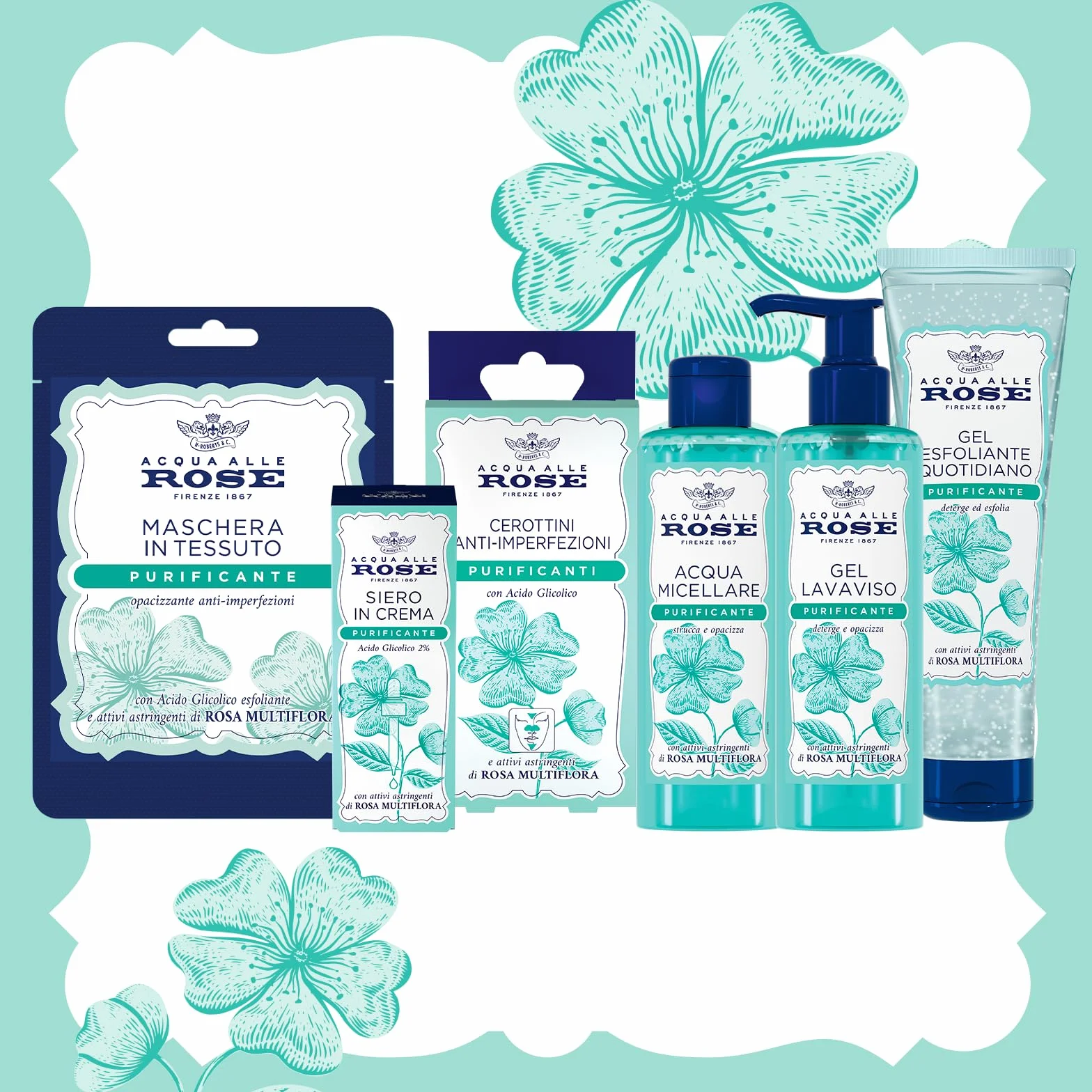 Acqua alle Rose, Gel Esfoliante Purificante per Uso Quotidiano, Scrub Viso Delicato, Detergente per Pelli Normali, Miste o Grasse, 150 ml