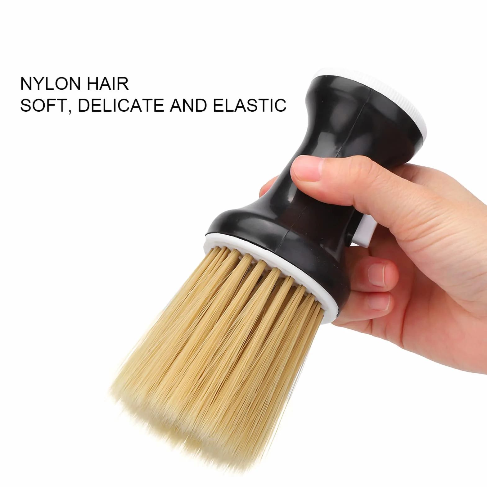 Pennelli per Collo, Spazzolino barbiere spolverino per capelli morbidi Spolverino per collo per parrucchiere Spazzola professionale per la pulizia della polvere soft hair brush(Nero)