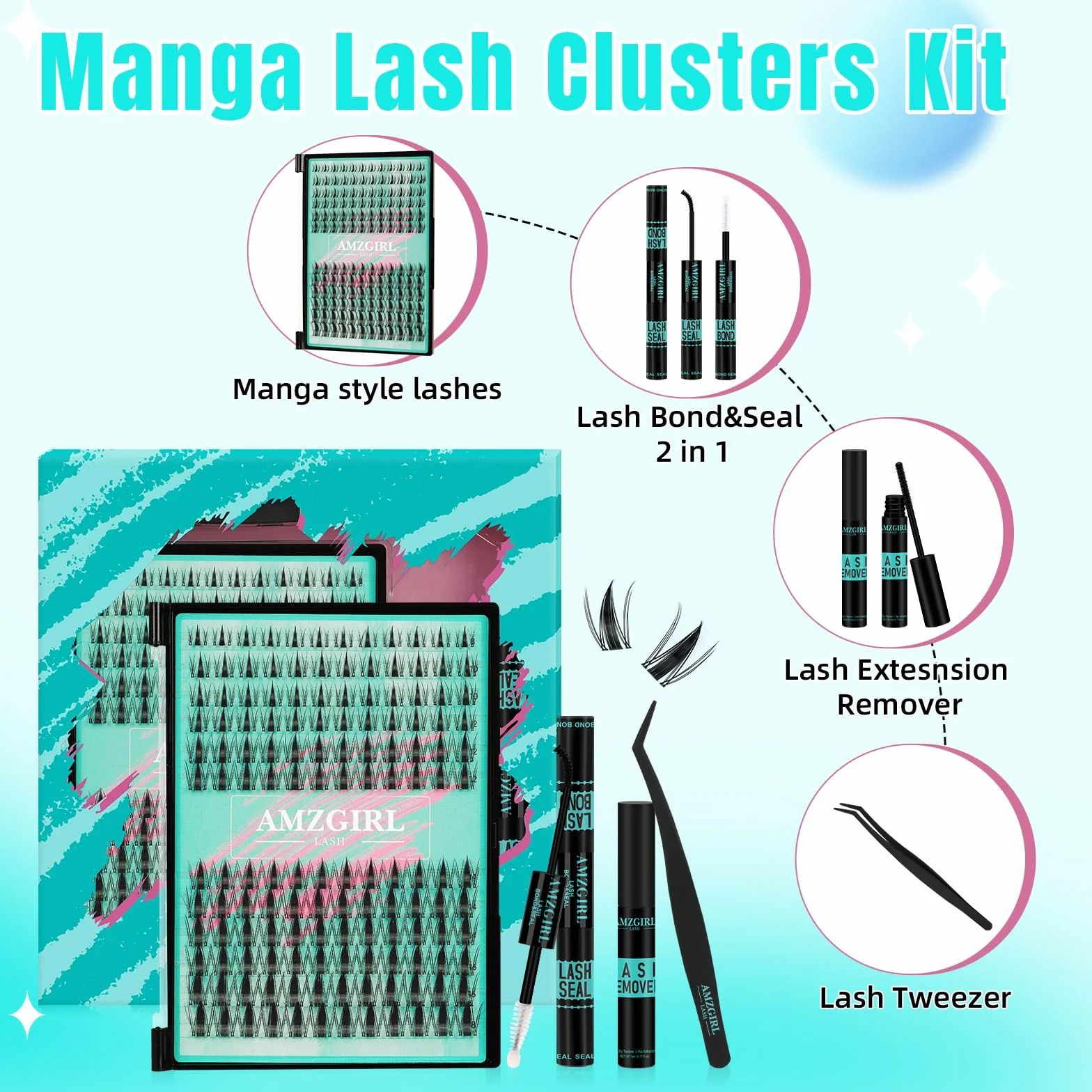 Manga Lashes Extension Set 144 pezzi 8-16 mm nero