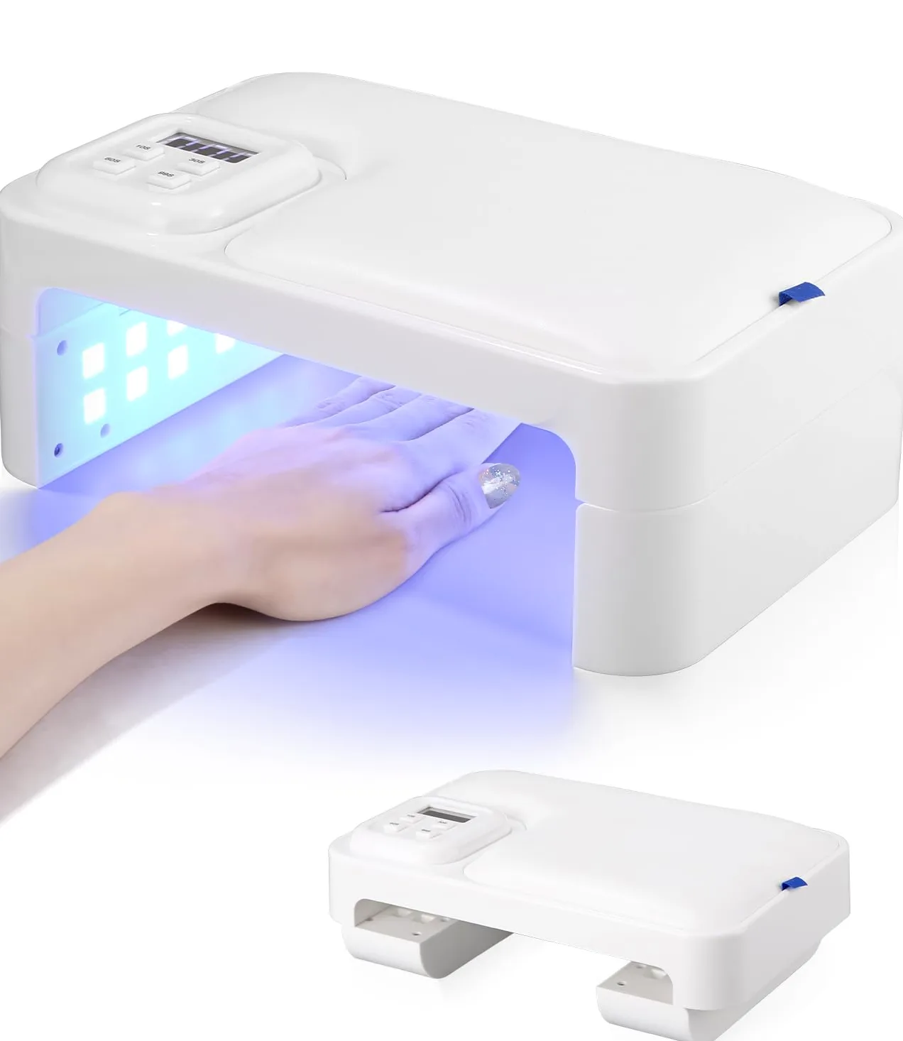 Zounin Lampada LED UV da 180 W, per unghie in gel, pieghevole, portatile, professionale, veloce e veloce, con 4 timer, lampada per asciugare le unghie con sensore, display LCD per unghie in gel