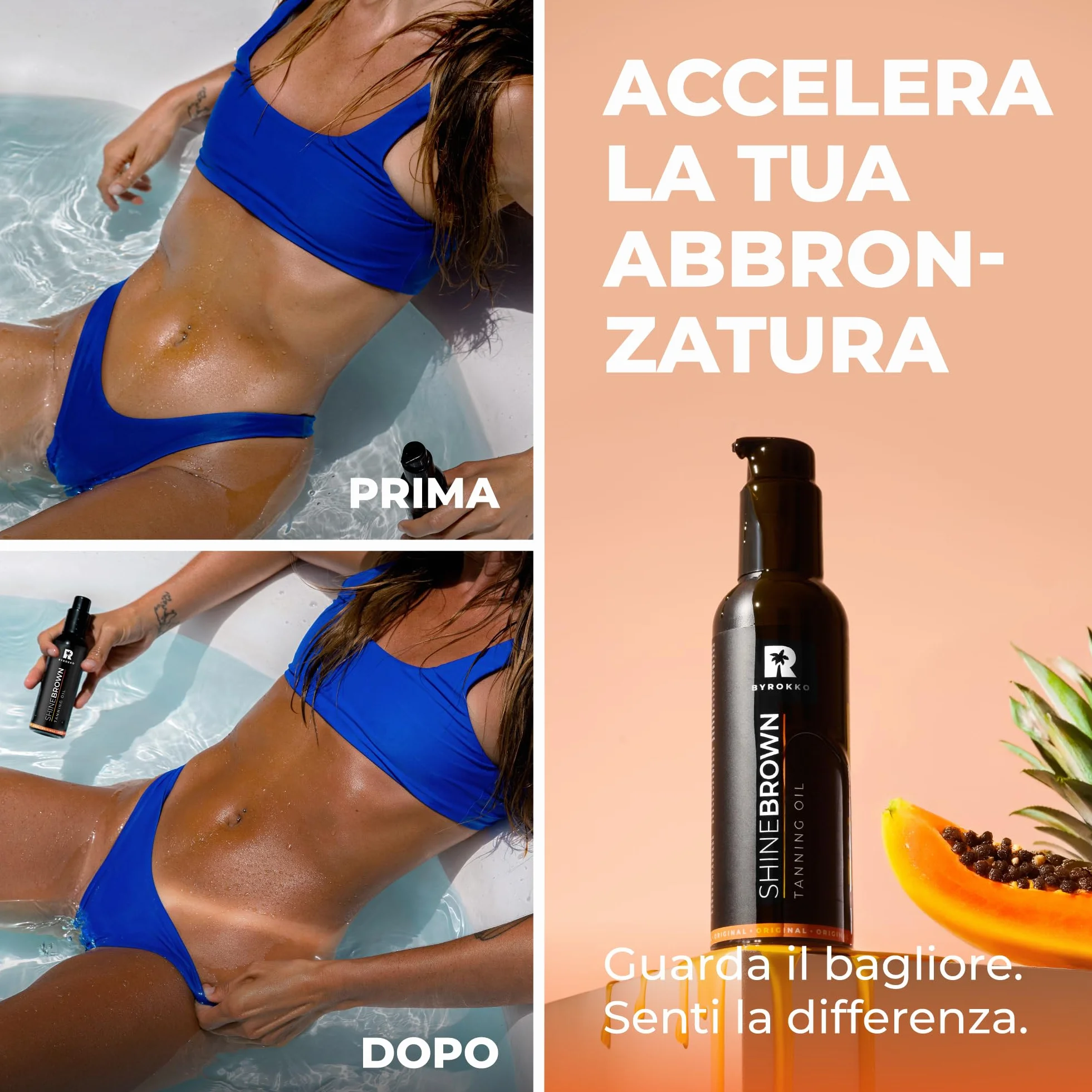 Byrokko Shine Brown Fast Olio acceleratore abbronzante per lettino e all'aperto