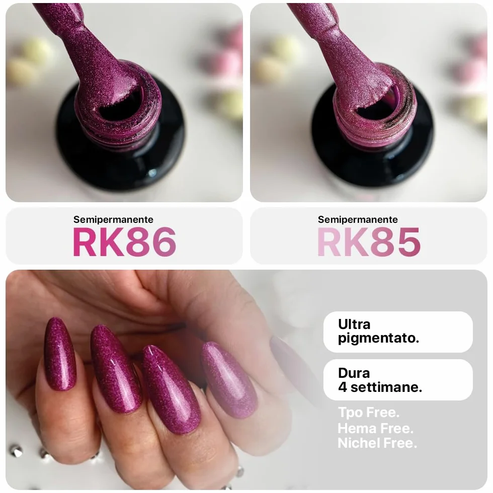 Kit Semipermanente Unghie Professionale, Kit Ricostruzione Unghie Gel Completo, Lampada Uv Led 48w, Smalto Unghie Primer, Base & Top Coat Semipermanente (Glitterati)