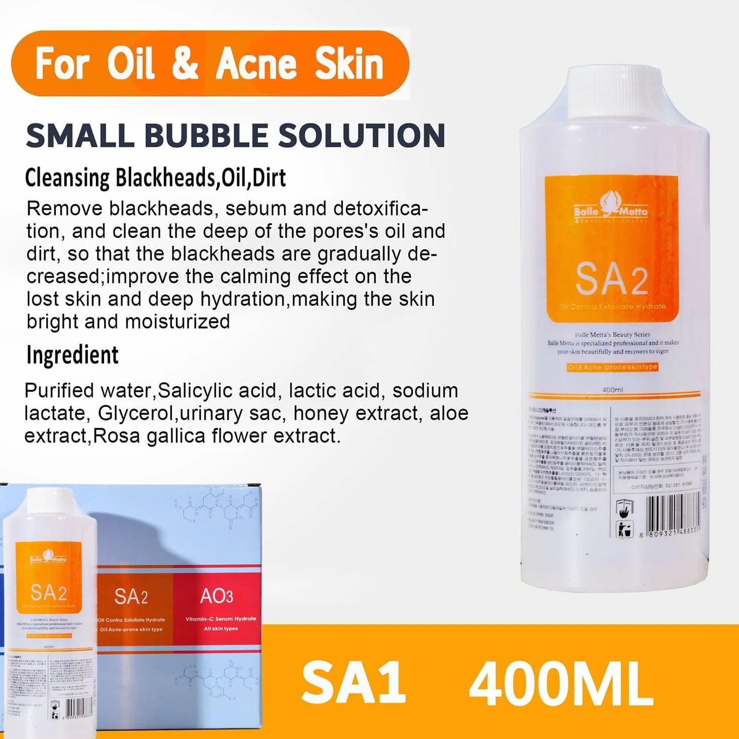 Cura della pelle bellezza del viso Aqua Peel soluzione 400ml per bottiglia pulizia e idratazione viso Face Cleansing